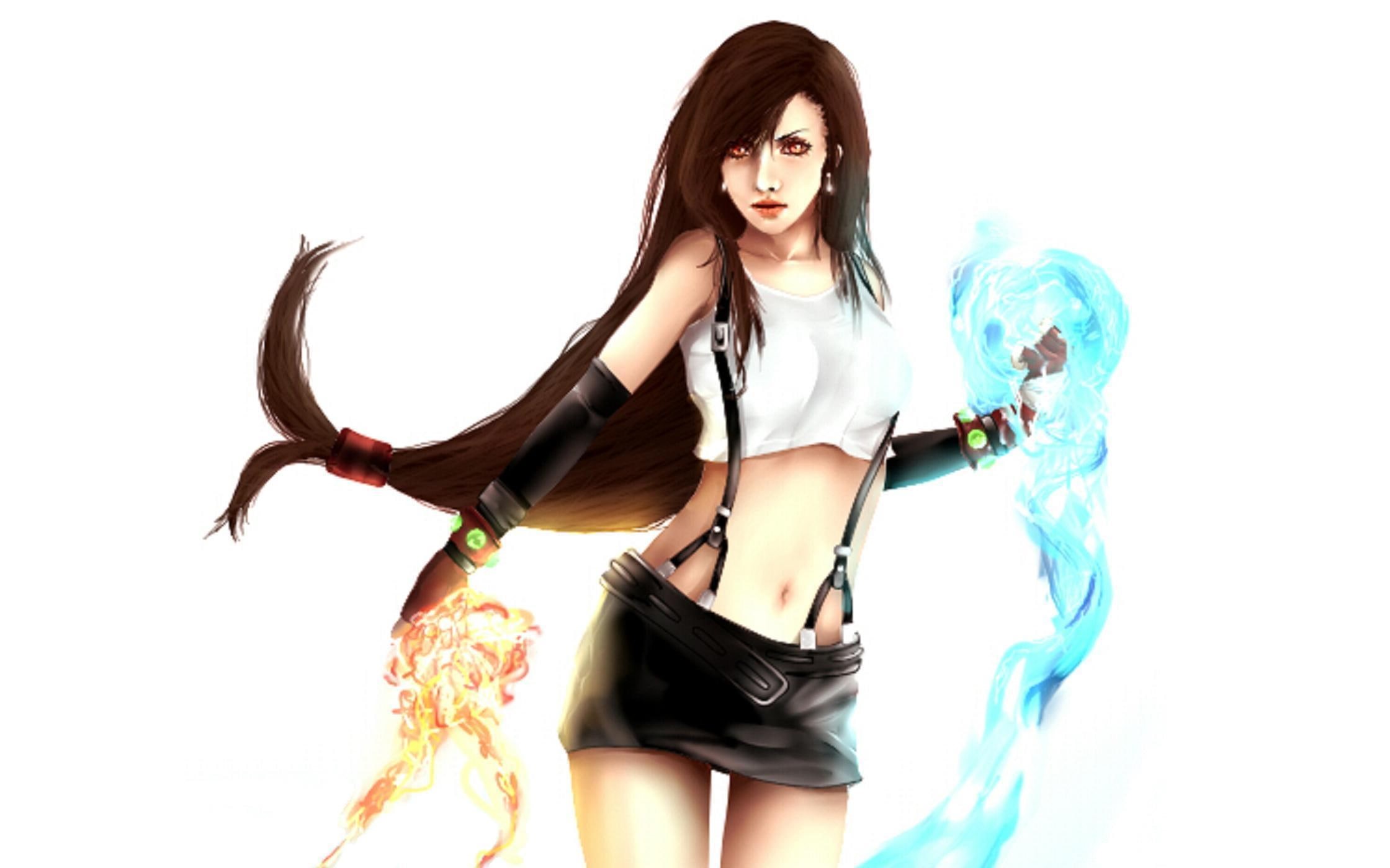 lockhart, video games, tifa lockhart, short skirt, water, white background, tifa lockheart, 1080P, tifa, final fantasy, HD Wallpaper