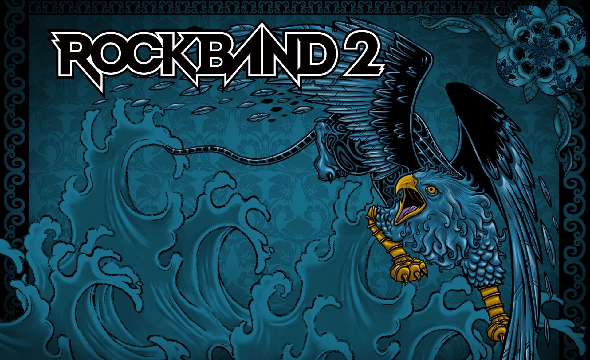 full frame, Games, band, digital, Cyan, blue, Other Games, griffin, design, metal, rock band 2, no people, pattern, day, communication, creativity, music game, HD Wallpaper