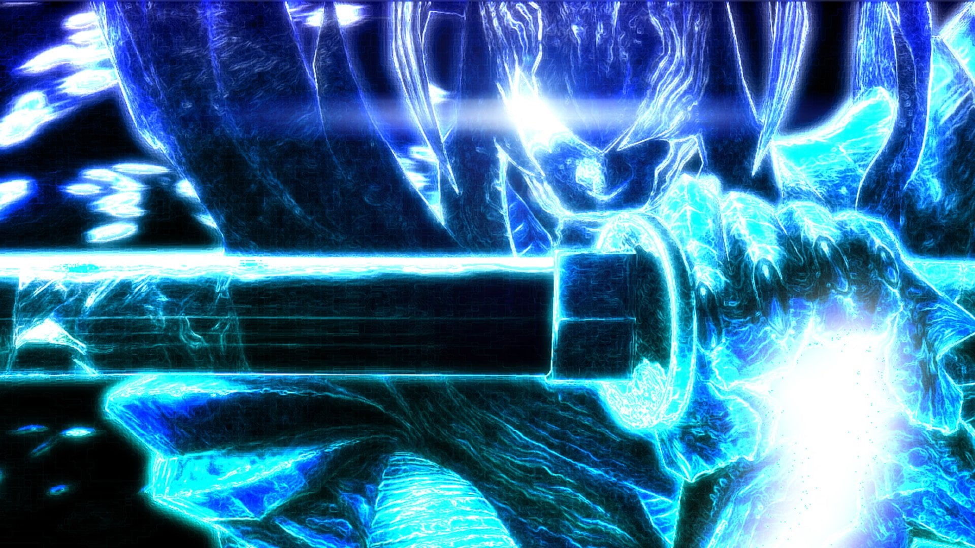 blue, backgrounds, bright, Nero (Devil May Cry), Devil May Cry 4, shiny, futuristic, design, lighting equipment, glowing, connection, close-up, Devil May Cry, HD Wallpaper