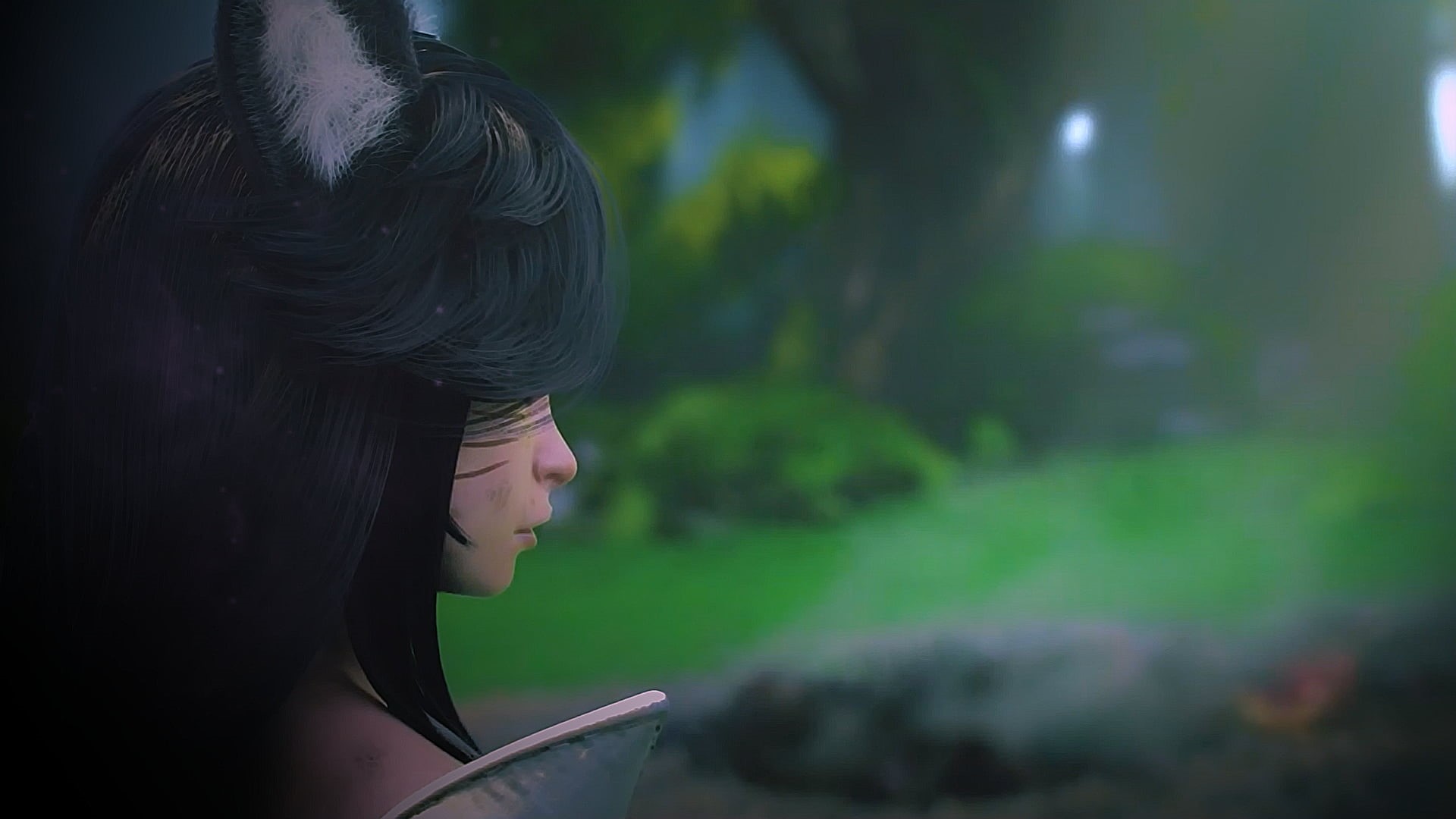 side view, leisure activity, Ahri, women, focus on foreground, video games, tree, portrait, digital, men, real people, plant, outdoors, legends, HD Wallpaper