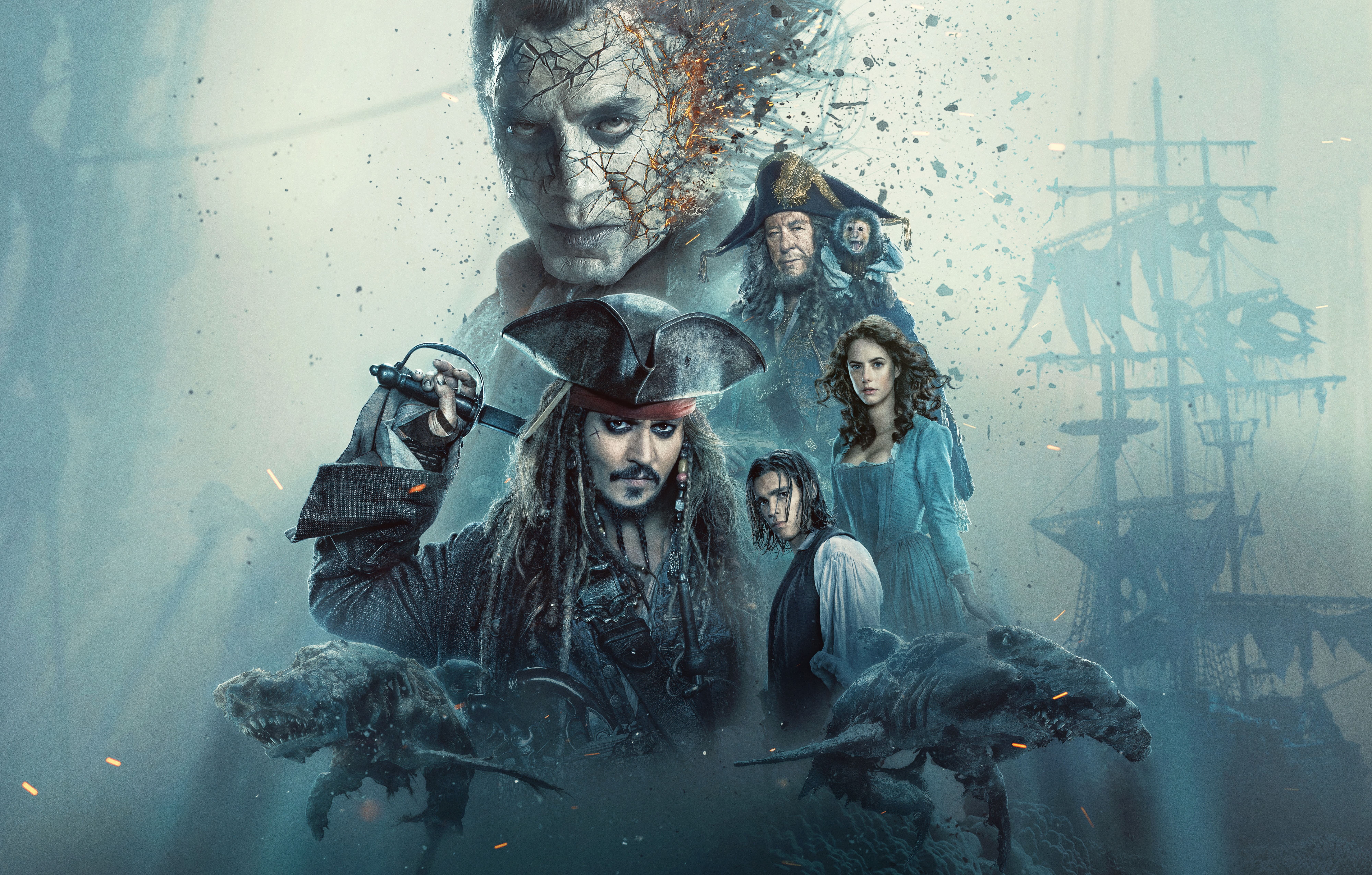 art and craft, Pirates of the Caribbean: Dead Men Tell No Tales, male likeness, men, digital composite, human representation, 8K, movies, real people, HD Wallpaper
