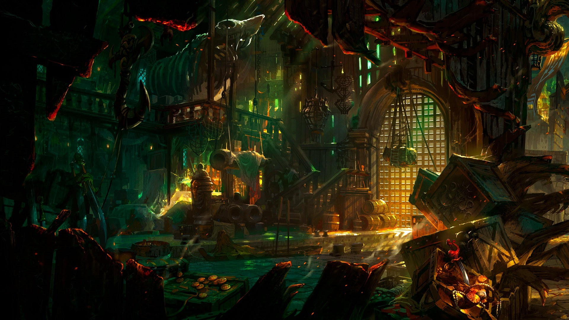 pirates, 1080P, ports, sewers, Bilgewater, fantasy art, HD Wallpaper