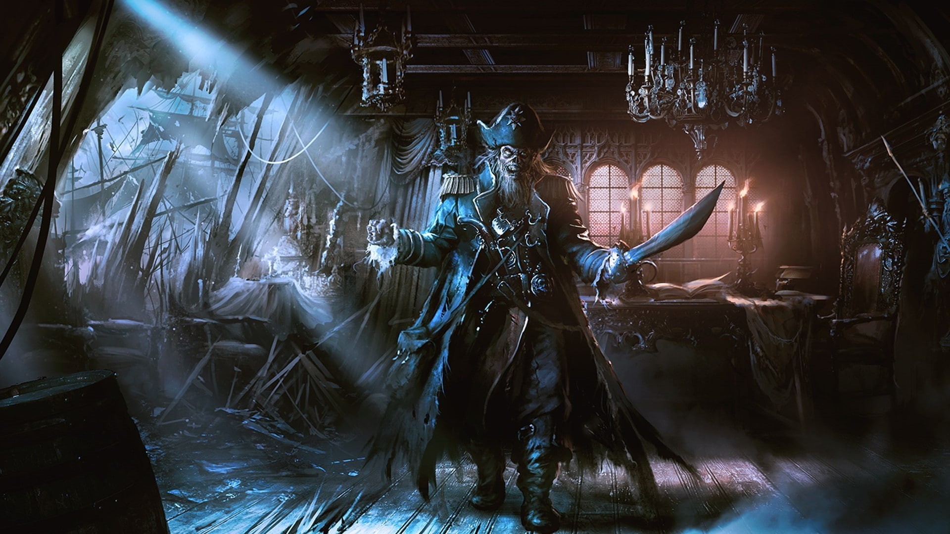 ghost, artwork, ship, dead, 1080P, fantasy art, pirates, HD Wallpaper