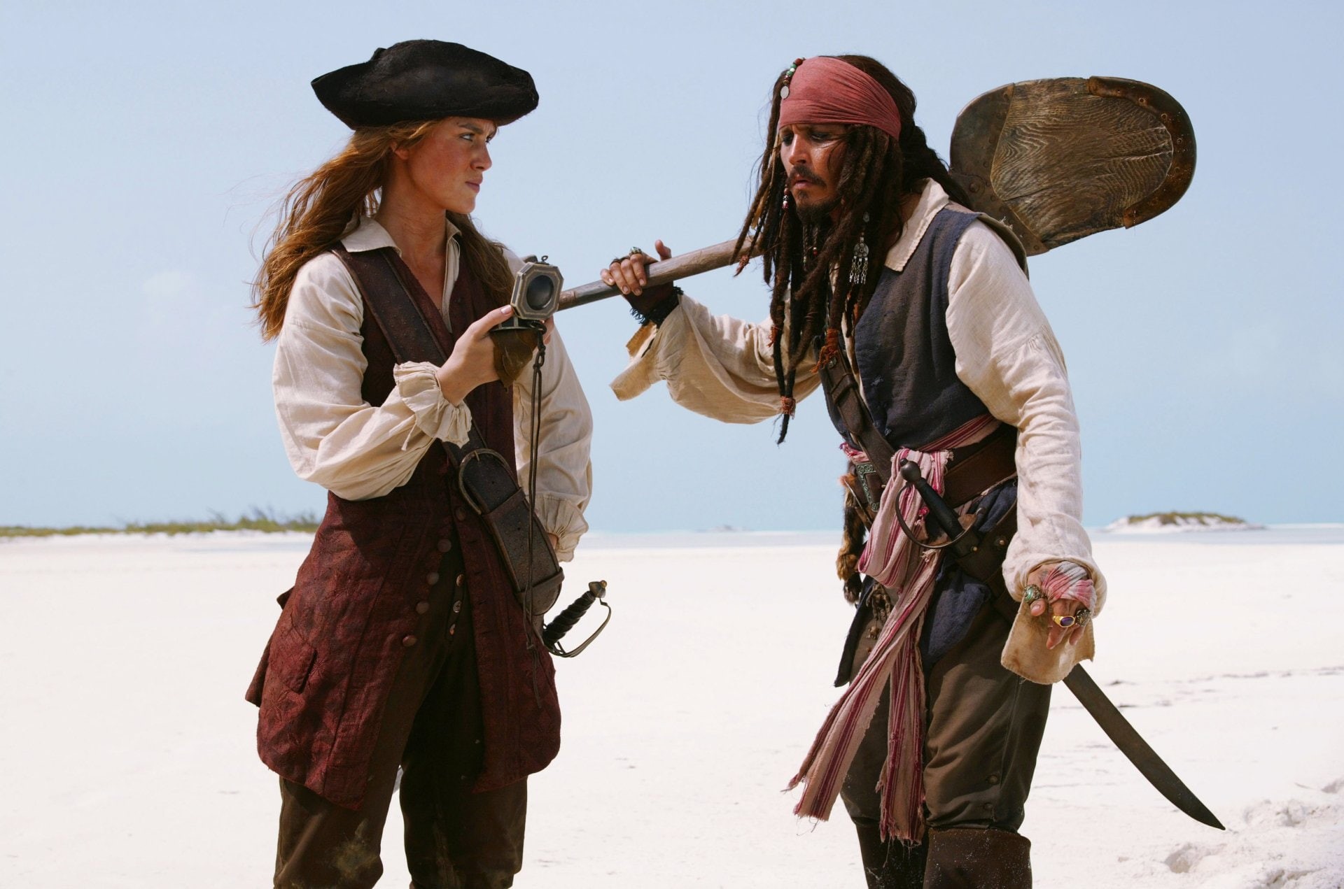 real people, people, two people, togetherness, hat, Elizabeth Swann, land, Jack Sparrow, three quarter length, Pirates Of The Caribbean: Dead Mans Chest, HD Wallpaper