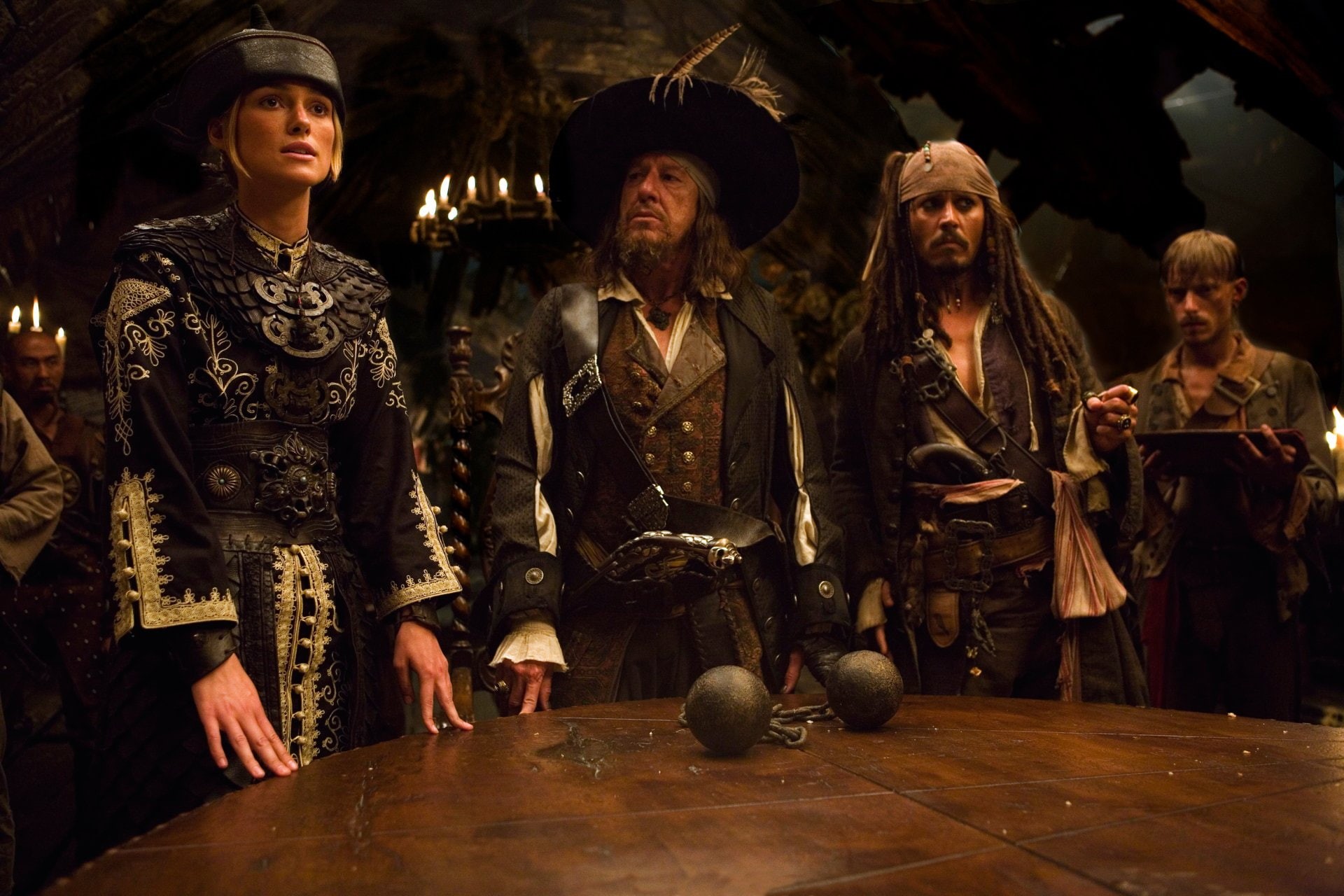 Hector Barbossa, Keira Knightley, 1080P, Johnny Depp, Elizabeth Swann, Pirates Of The Caribbean, Pirates Of The Caribbean: At Worlds End, Ragetti (Pirates Of The Caribbean), HD Wallpaper