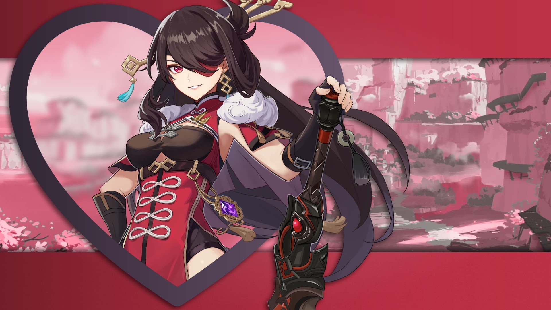 anime girls, Genshin Impact, 1080P, Beidou (Genshin Impact), anime games, pirates, Girl With Weapon, HD Wallpaper