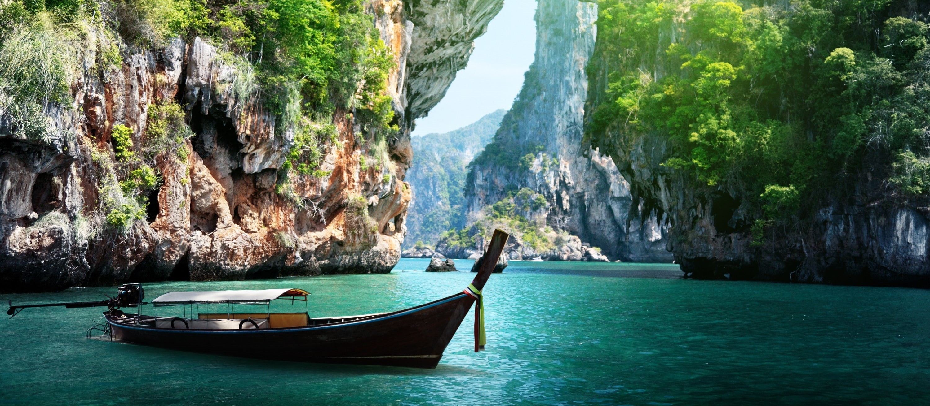 boat, rocks, 2K, nature, vacation, ark, ship, sea, Thailand, island, Thai, water, relaxing, HD Wallpaper