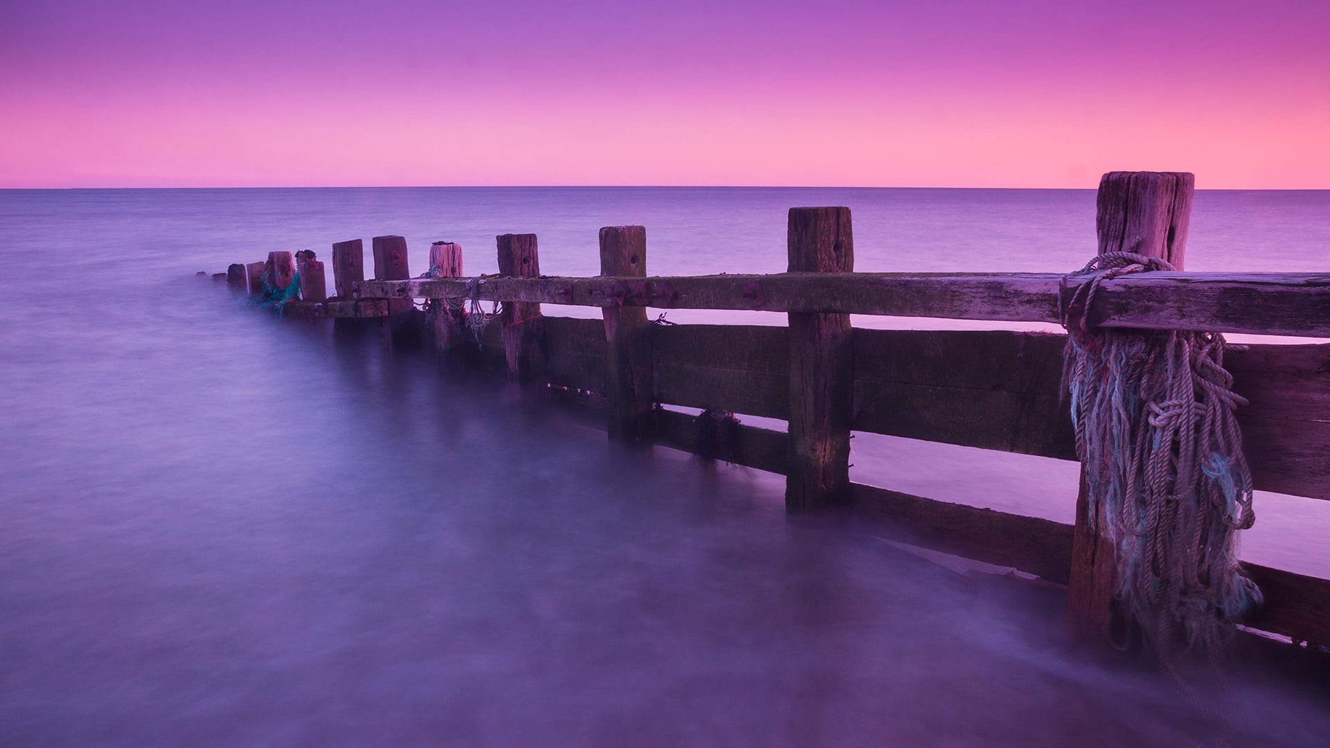 purple, marina, 1080P, harbour, horizon, sea, tranquil scene, wood - material, harbor, tranquility, tower, coast, sunset, pier, beach, landscape, cityscape, HD Wallpaper