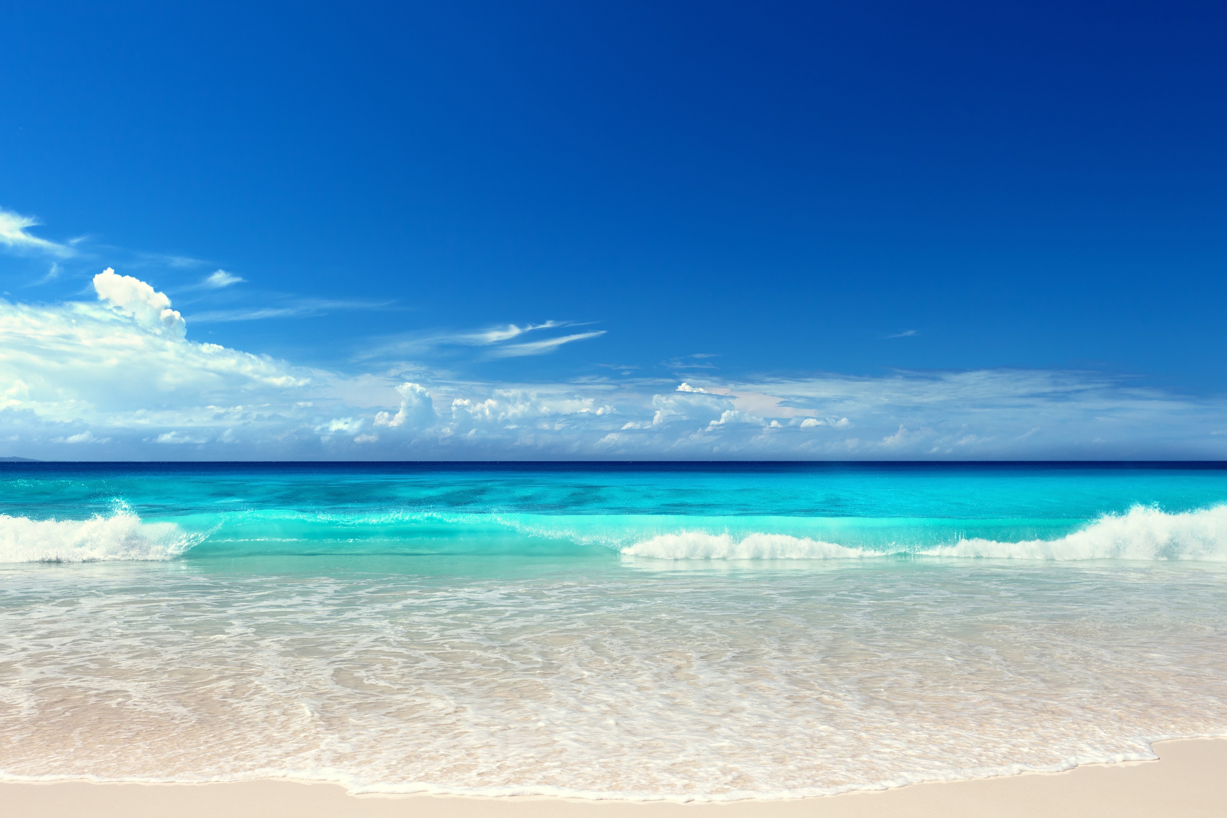 4K, Sea, blue, sunshine, beach, seascape, Ocean, HD Wallpaper
