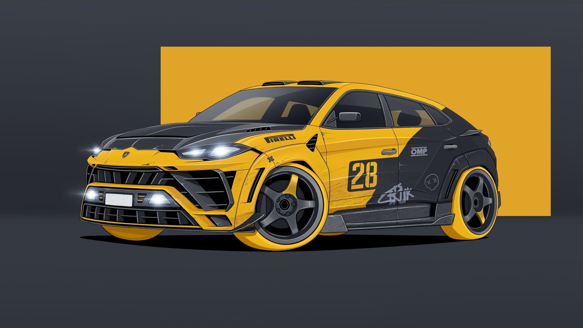 vehicle, Lamborghini Urus, artwork, car, yellow cars, 1080P, HD Wallpaper