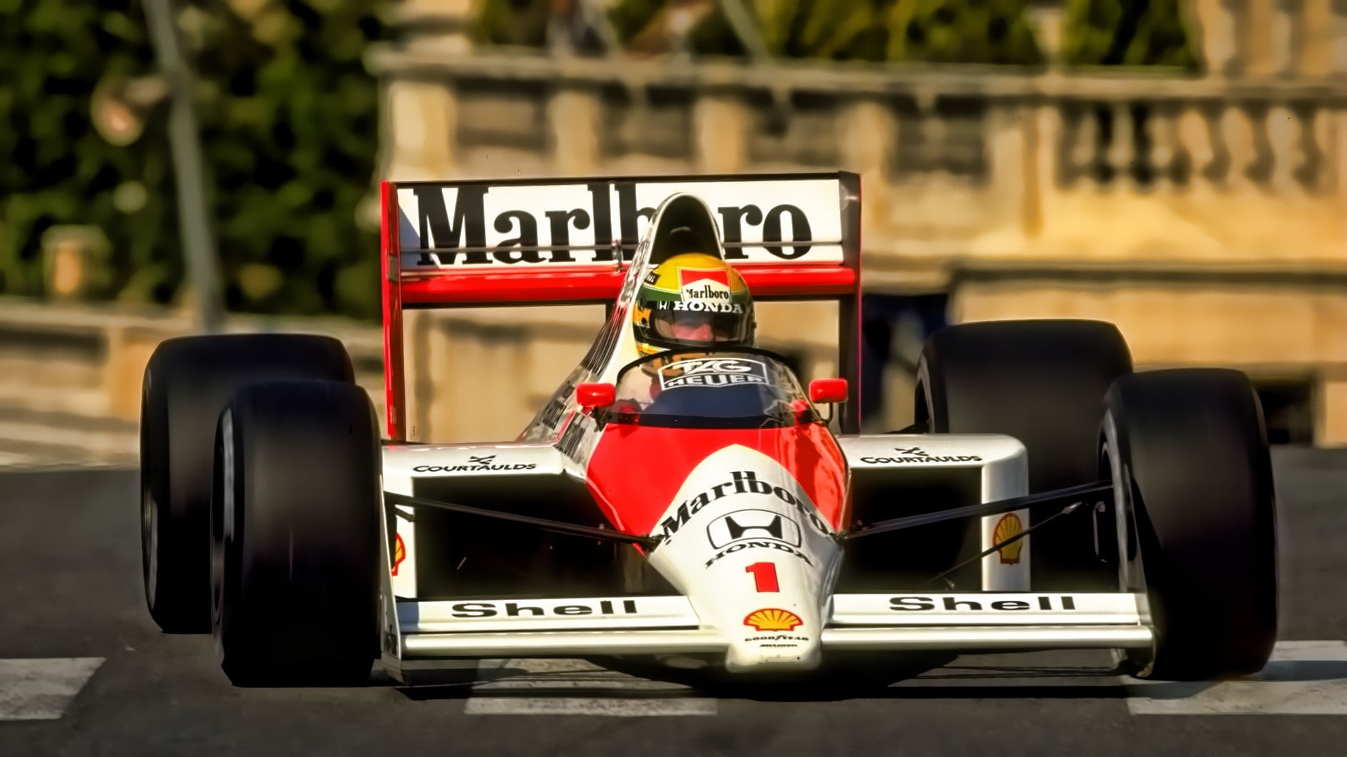 1080P, ayrton senna formula 1 mclaren f1 monaco marlboro racing, HD Wallpaper