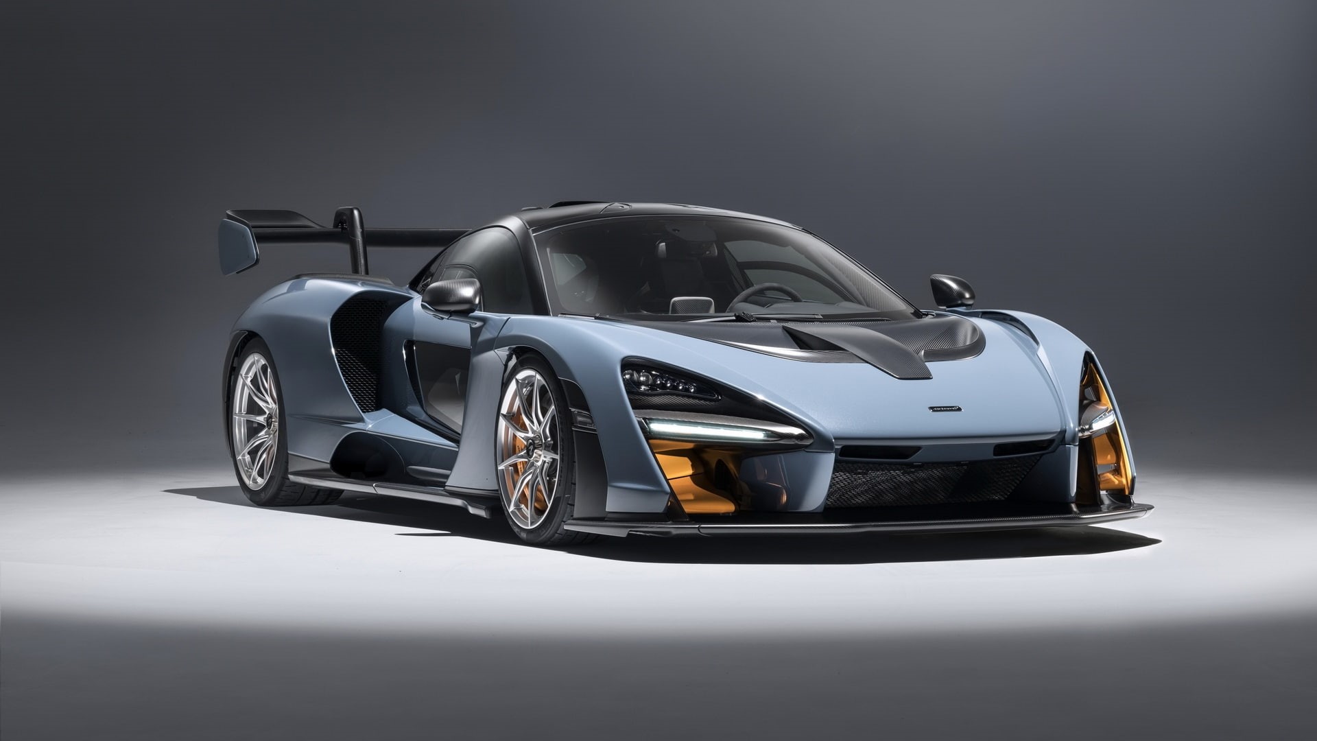 wheel, studio shot, carbon fiber, car, 1080P, luxury, silver colored, gray background, shiny, supercars, competition, McLaren, gray, reflection, McLaren Senna, HD Wallpaper
