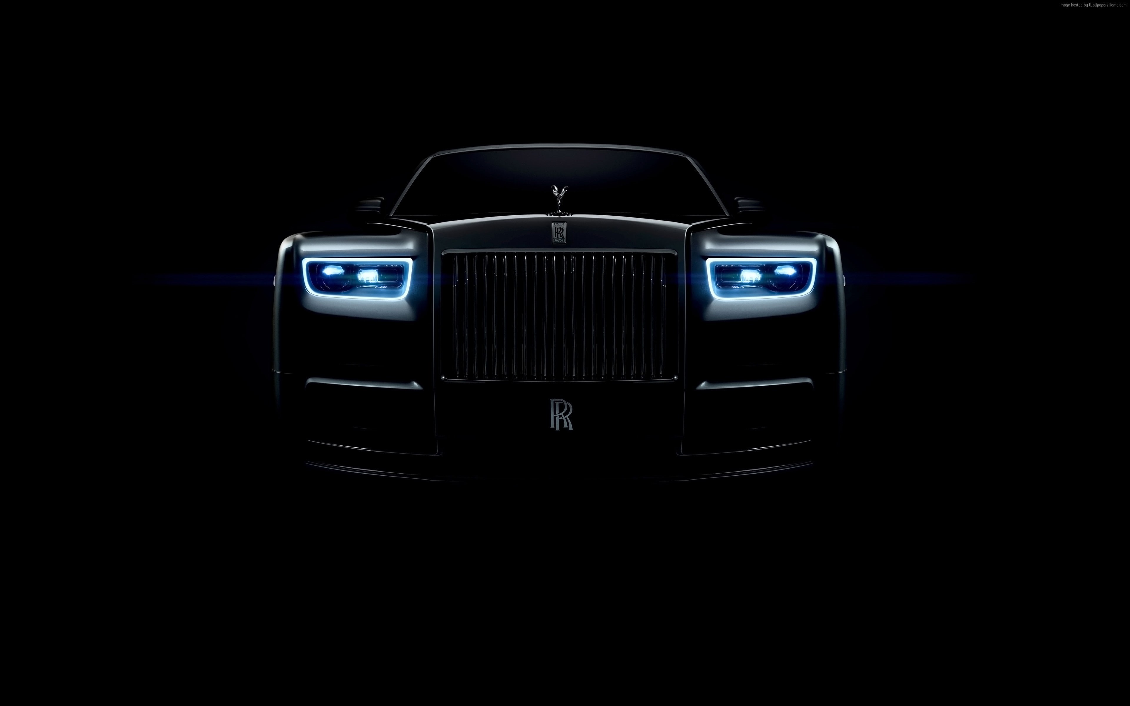 Rolls-Royce Phantom, 4k, motor vehicle, copy space, technology, modern, dark, mode of transportation, no people, cut out, car, cars 2018, close-up, indoors, HD Wallpaper