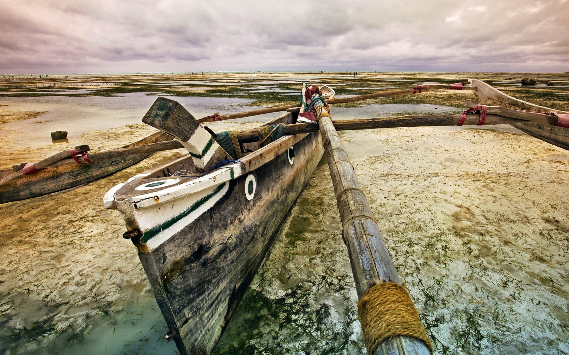 beach, 1080P, Jambiani, boat, Zanzibar, Tanzania, HD Wallpaper