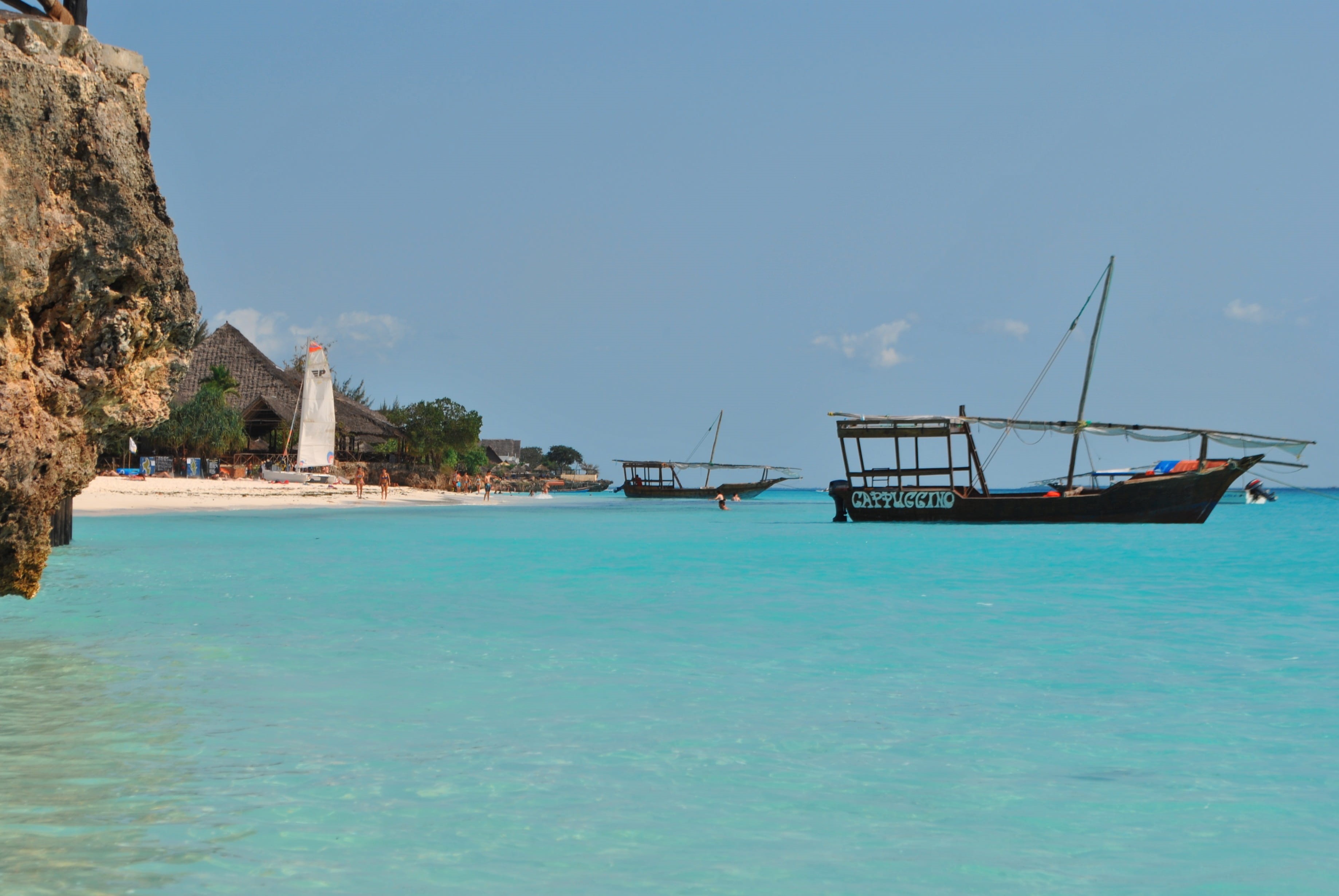 land, nautical vessel, blue, zanzibar, black, day, wooden, nature, africa, no people, tranquility, outdoors, sky, tranquil scene, sunlight, boats, scenics - nature, HD Wallpaper