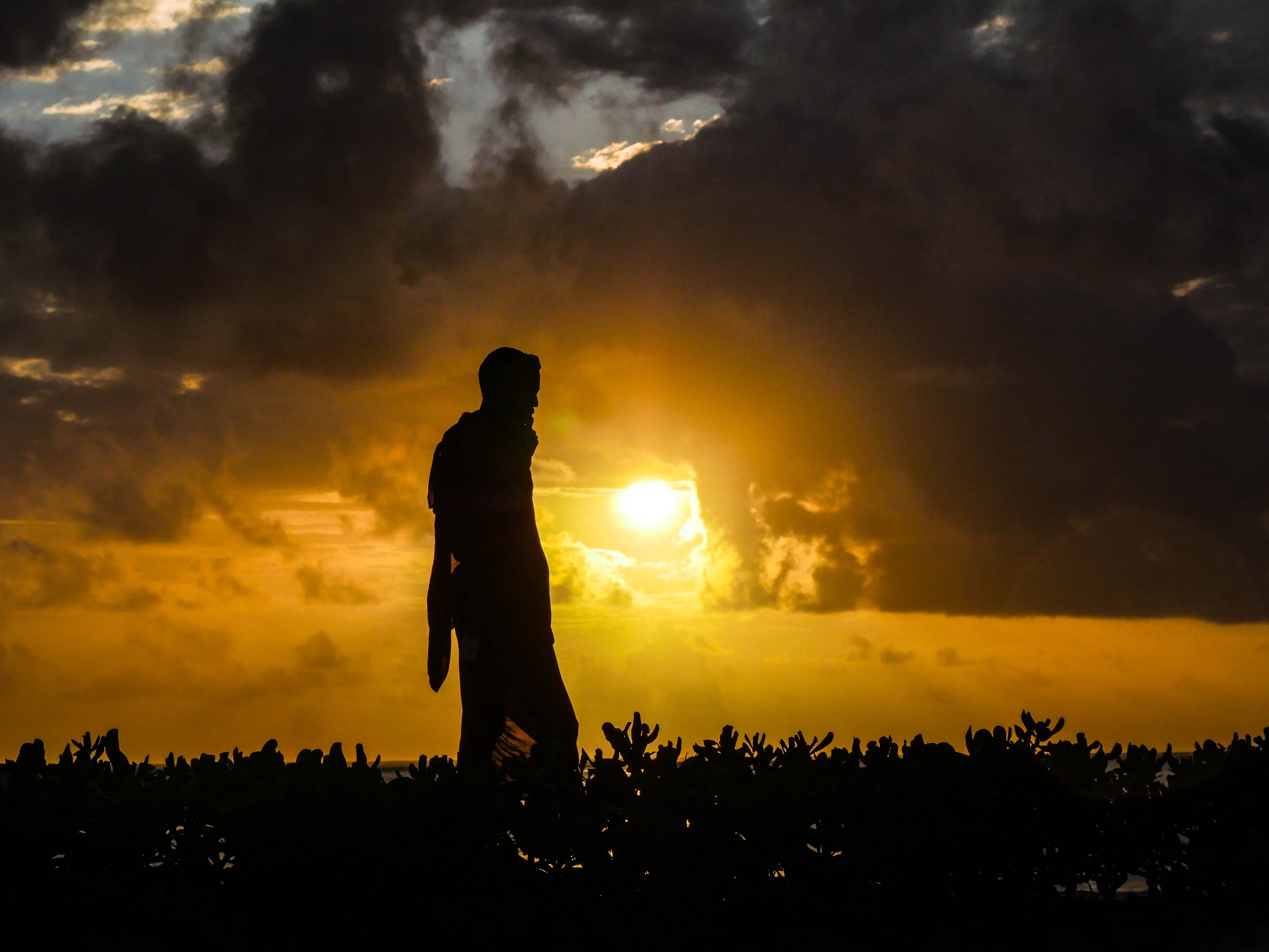backlighting, tanzania, massai, males, africa, guard, shadow, outdoors, protection, outline, scenics - nature, occupation, sunrise, real people, sky, three quarter length, HD Wallpaper