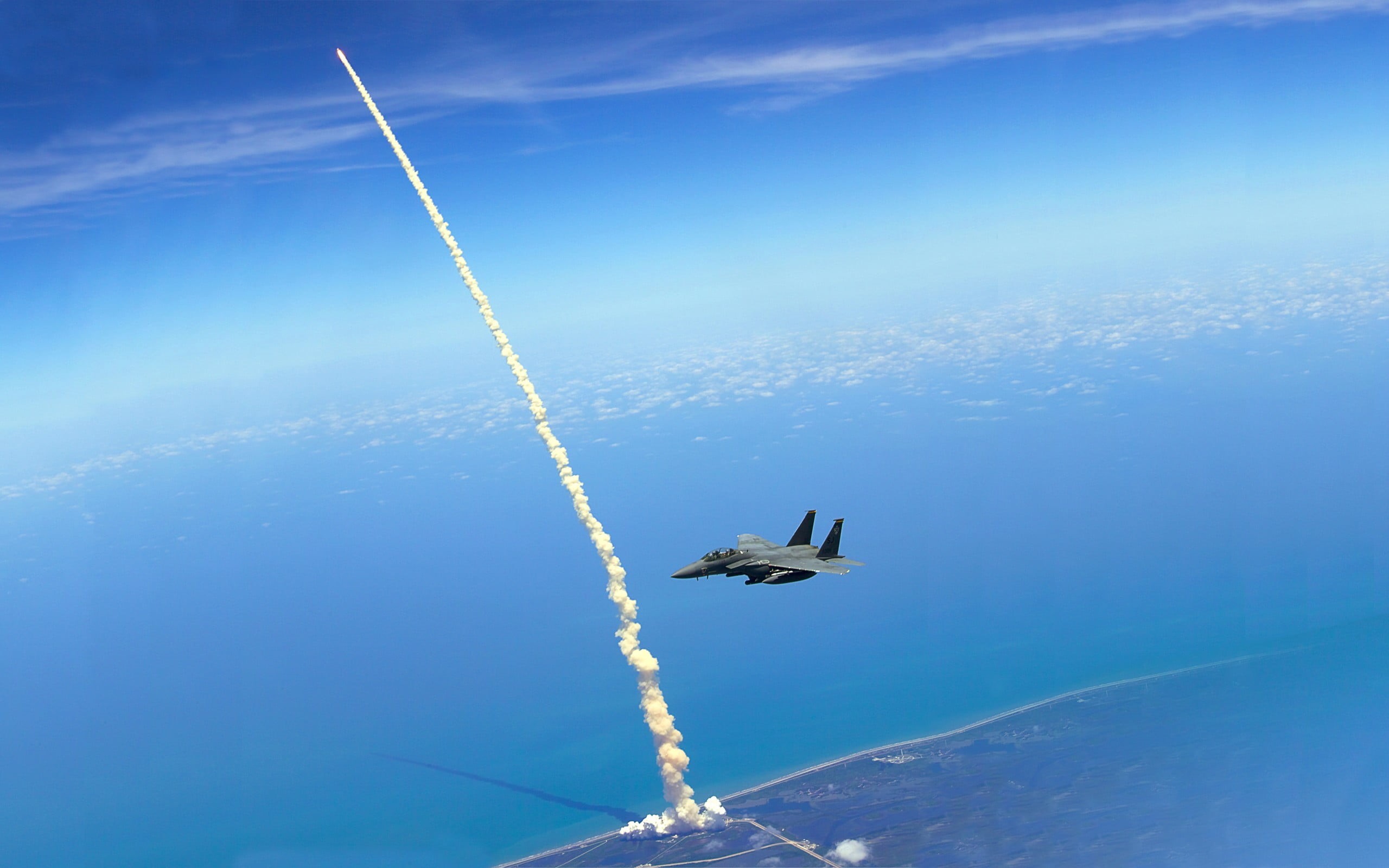 cloud - sky, on the move, aircraft, plane, outdoors, mode of transportation, military aircraft, gray, McDonnell Douglas F-15 Eagle, flying, motion, sky, HD Wallpaper