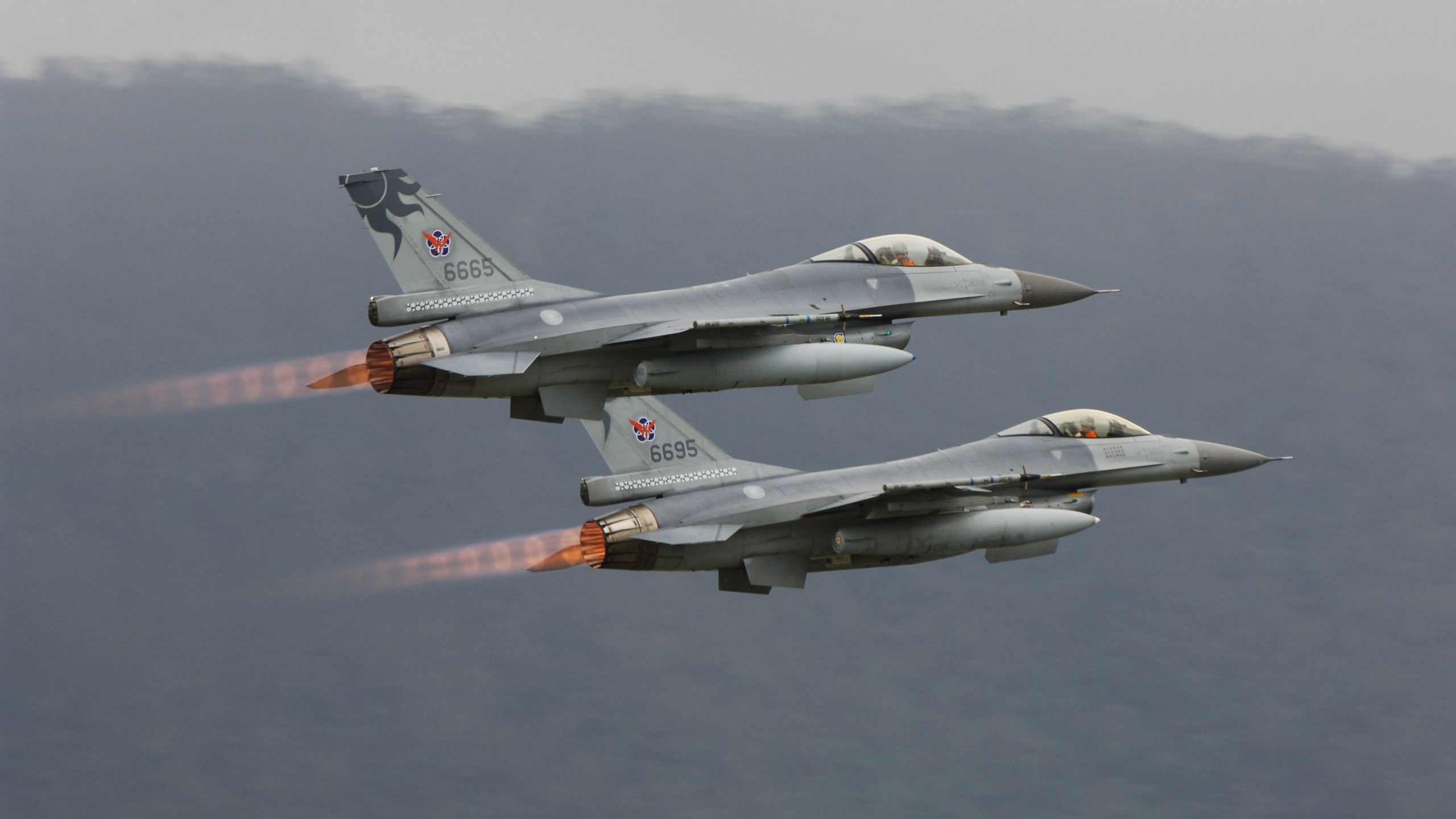 two, 2K, planes, Fighting Falcon Martin, grey, USA army, jet, Lockheed Martin F16, fighter aircraft, HD Wallpaper