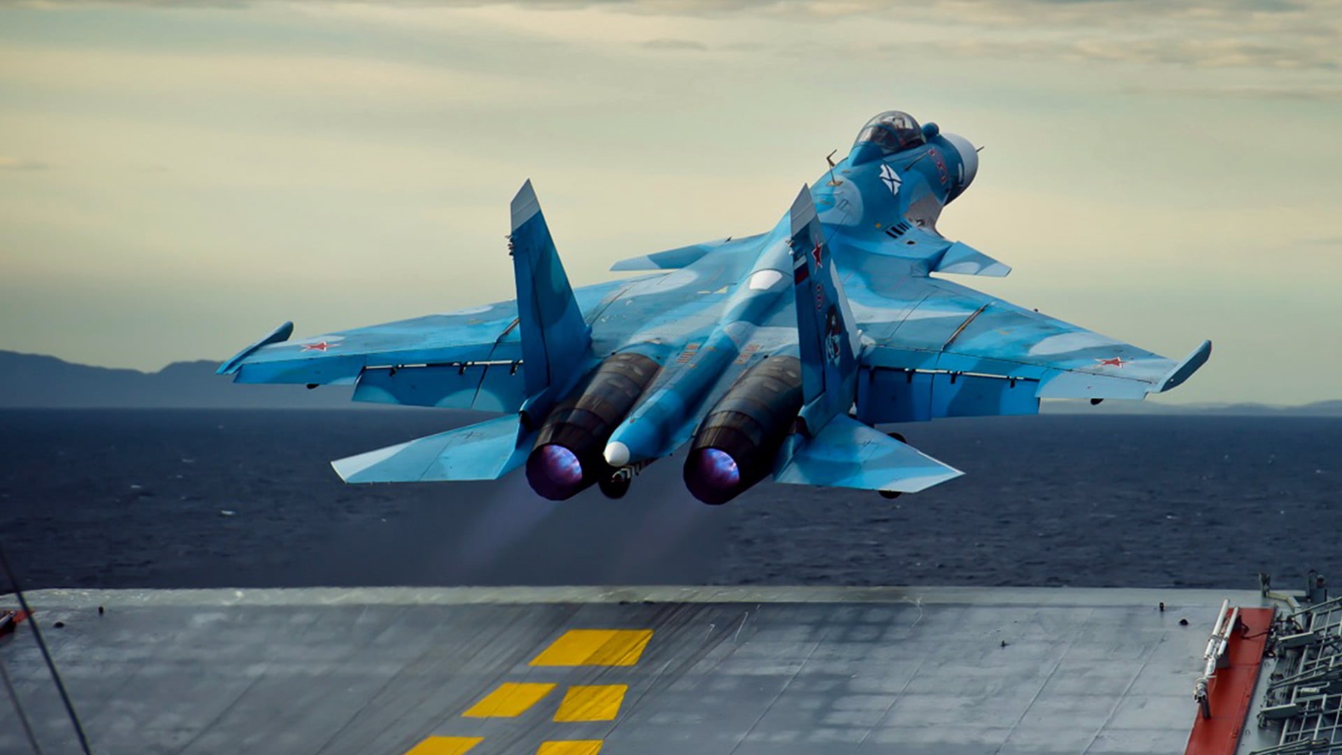 transportation, no people, the rise, the carrier, plane, 1080P, blue, Flanker-D, fighter Plane, on the move, war, Russian carrier-based fighter of the fourth generation, HD Wallpaper