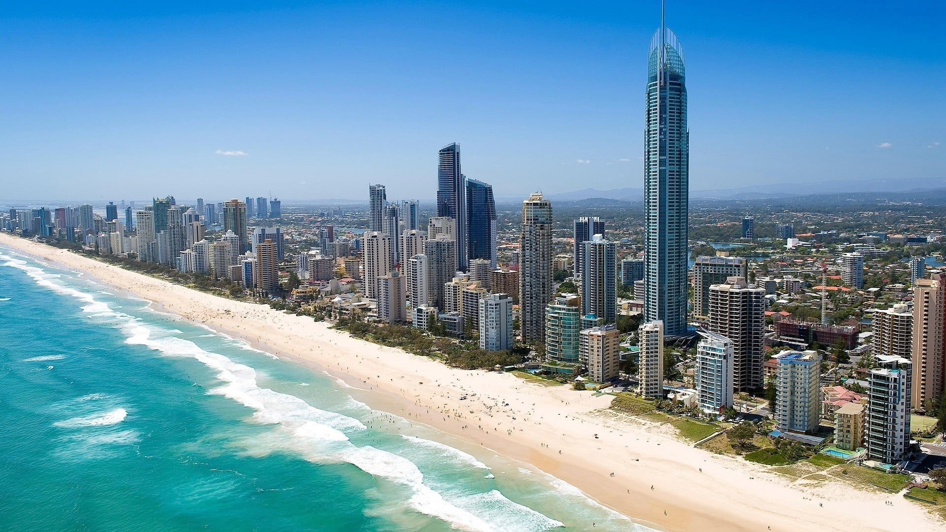 Gold Coast, nature, building exterior, sky, built structure, no people, queensland, tall - high, building, modern, water, travel destinations, office building exterior, HD Wallpaper