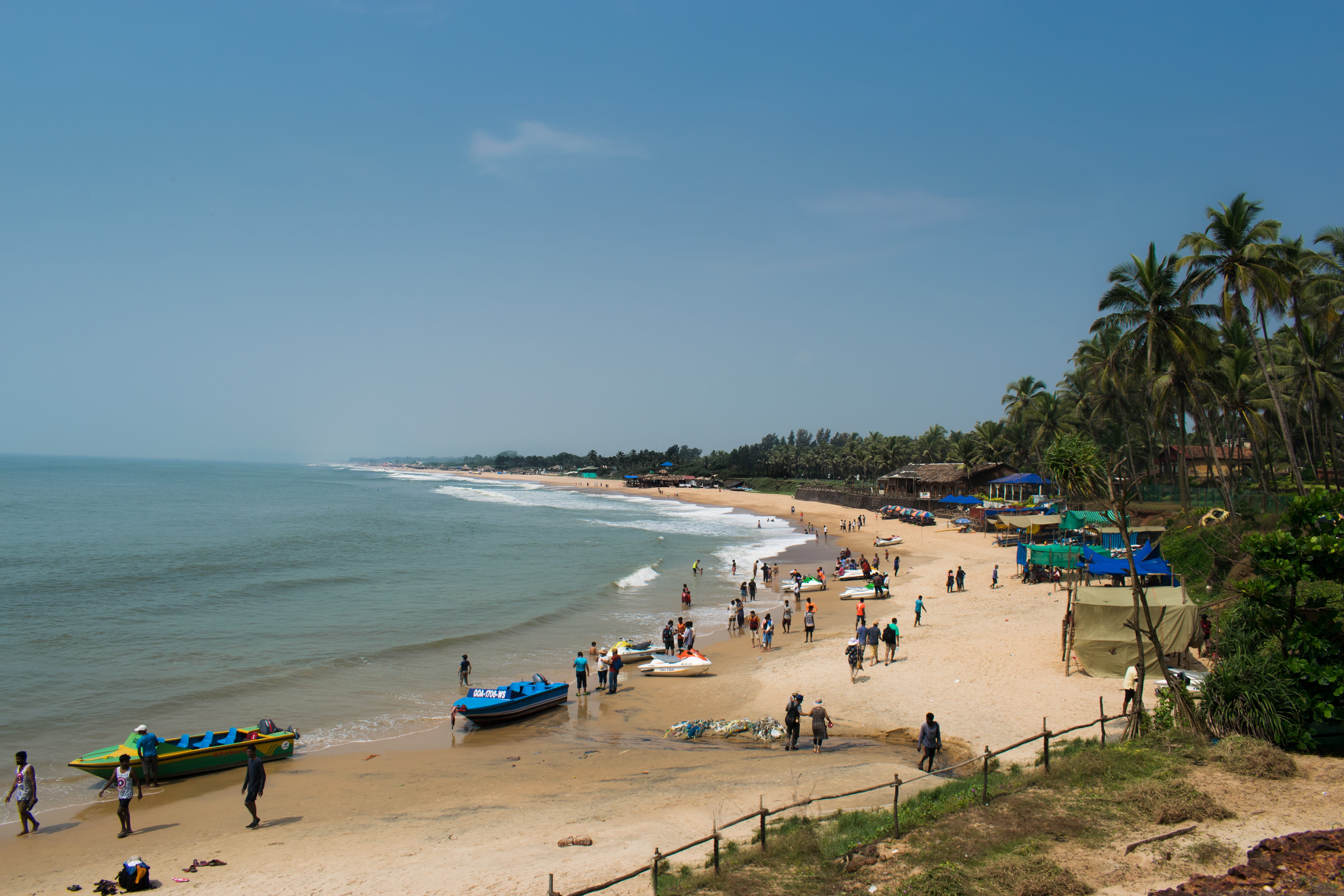 vacations, holiday, incidental people, large group of people, jetski, candolim beach, sand, sports, day, sky, india, horizon over water, outdoors, goa, HD Wallpaper