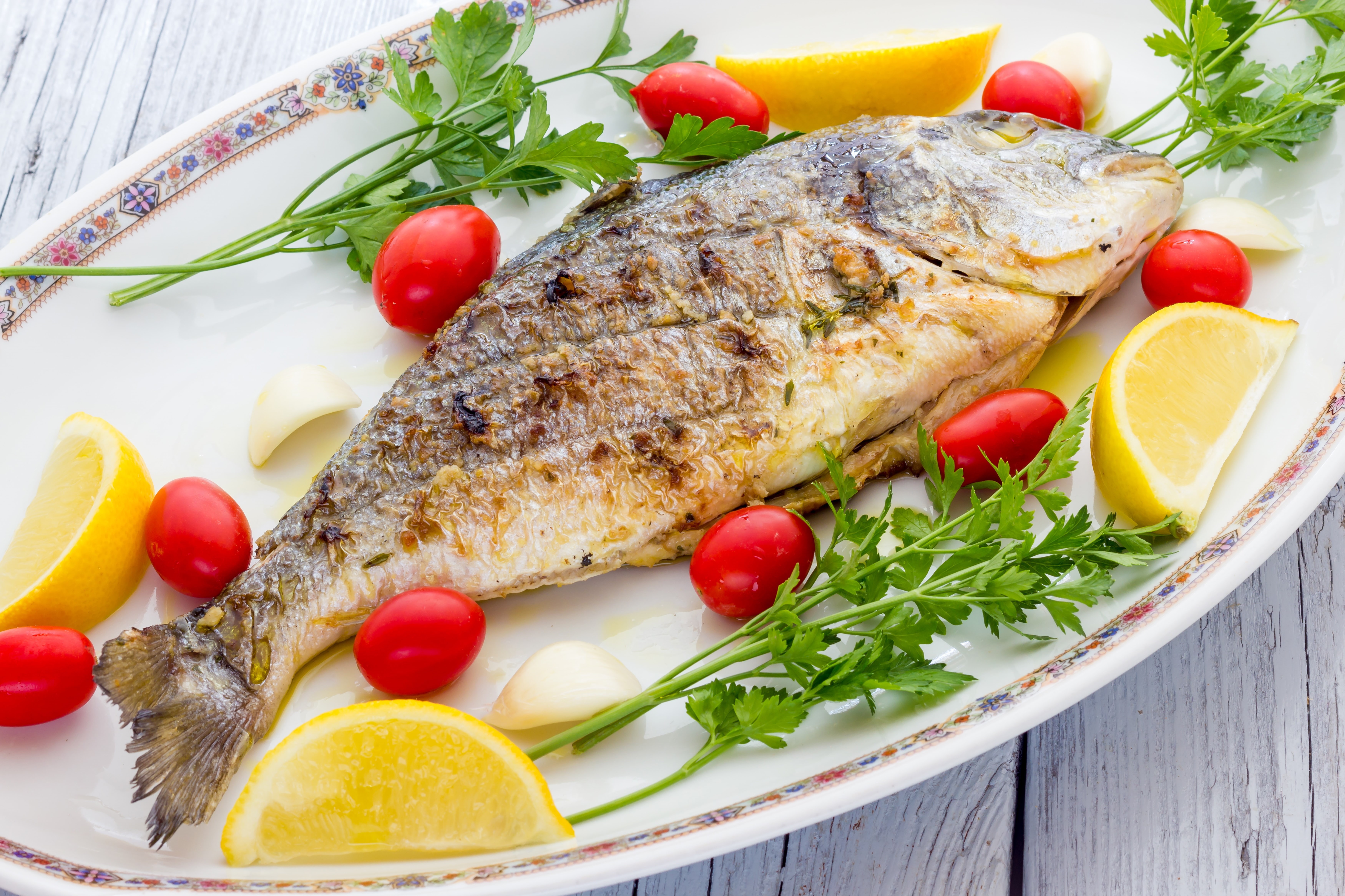 seafood, meat, garnish, tomato, fish, no people, plate, close-up, herb, wellbeing, table, meal, healthy eating, breakfast, barbecue, ready-to-eat, Food, HD Wallpaper