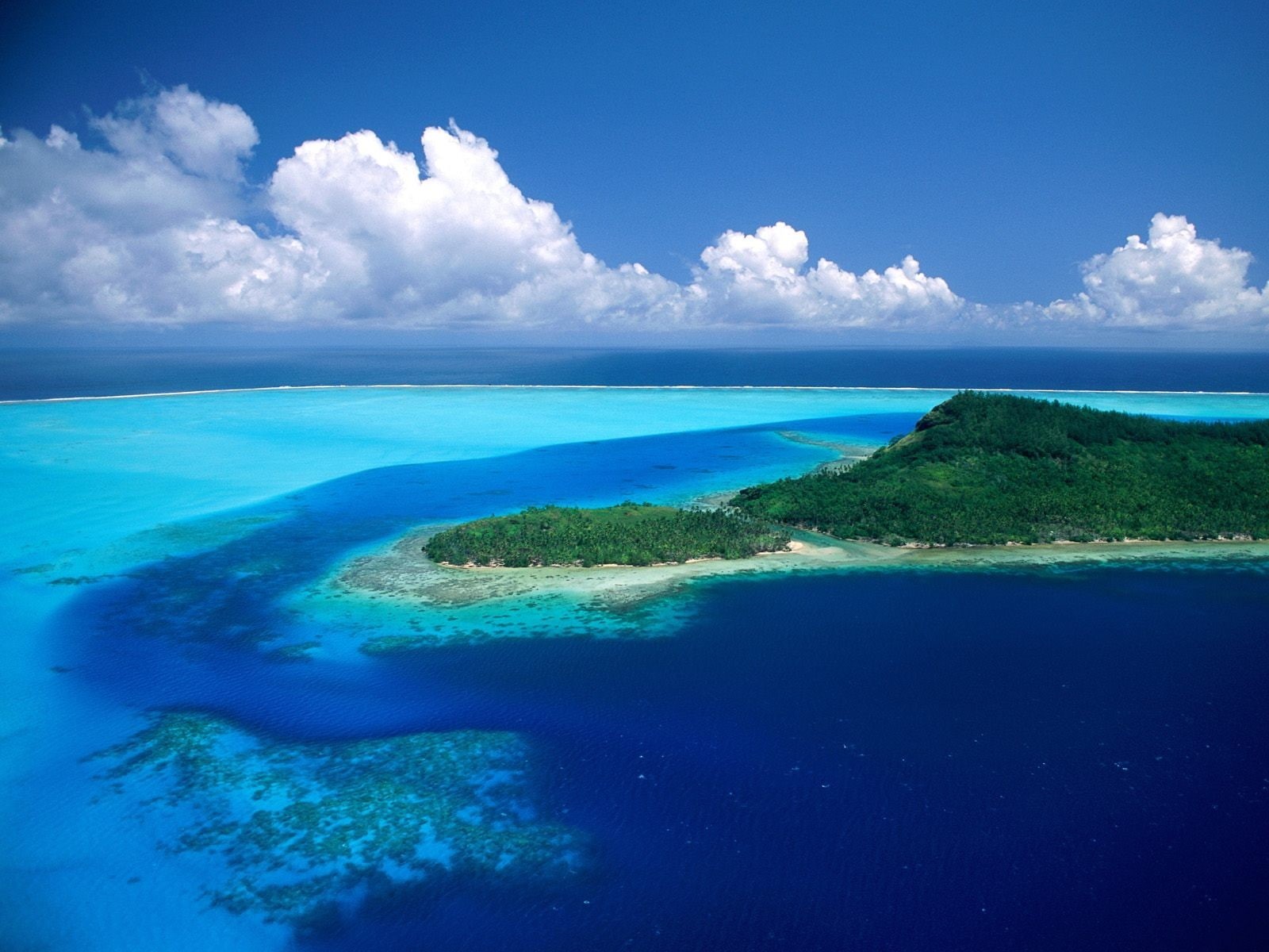 720P, island, tropical, coast, sea, lagoon, coral reef, HD Wallpaper
