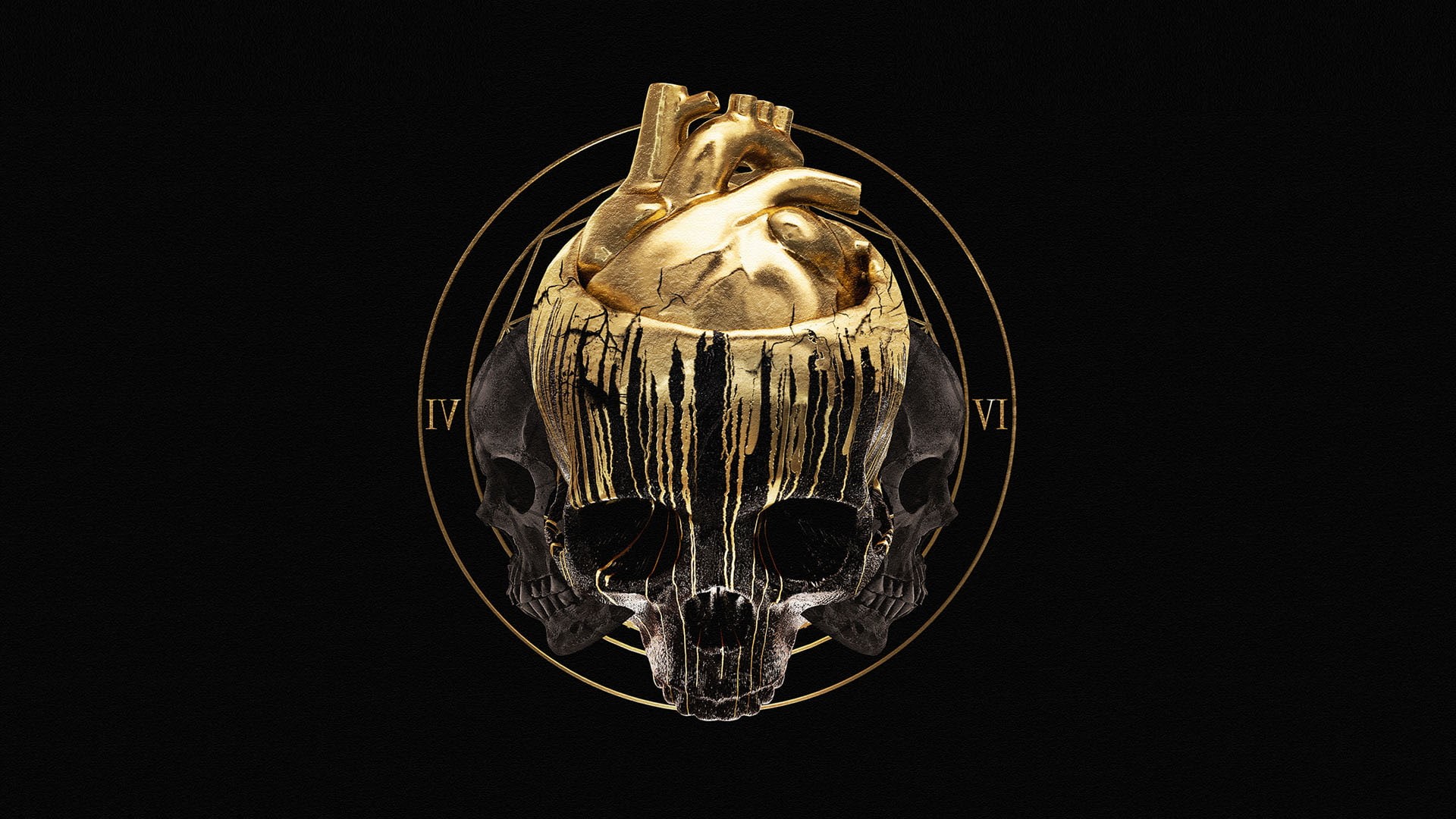 gold, 1080P, Apashe, Project46, Skull And Bones, HD Wallpaper