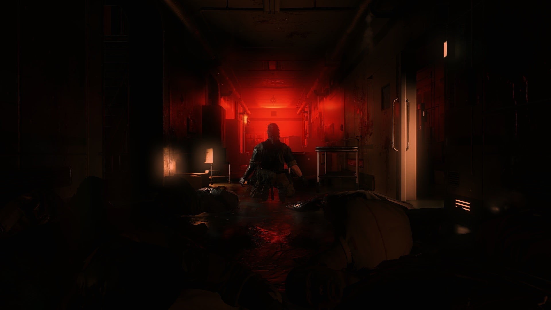 seat, adult, arts culture and entertainment, Metal Gear Solid , fantasy, horror, incidental people, 1080P, dark, indoors, sitting, lighting equipment, HD Wallpaper
