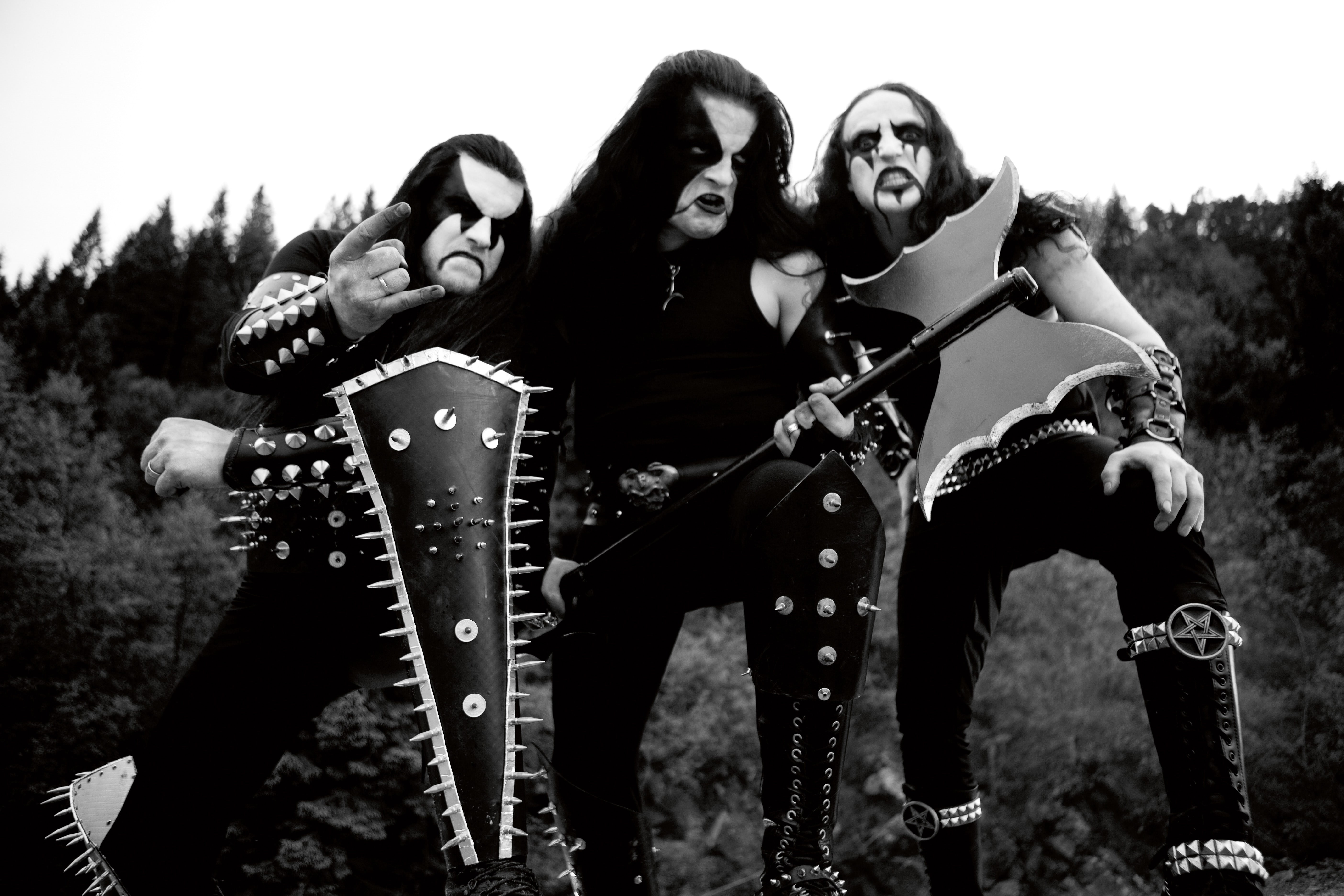metal, black metal, monochrome, metal music, spikes, long hair, corpsepaint, spike bracelets, extreme metal, Immortal, men, heavymetal, alternative subculture, HD Wallpaper