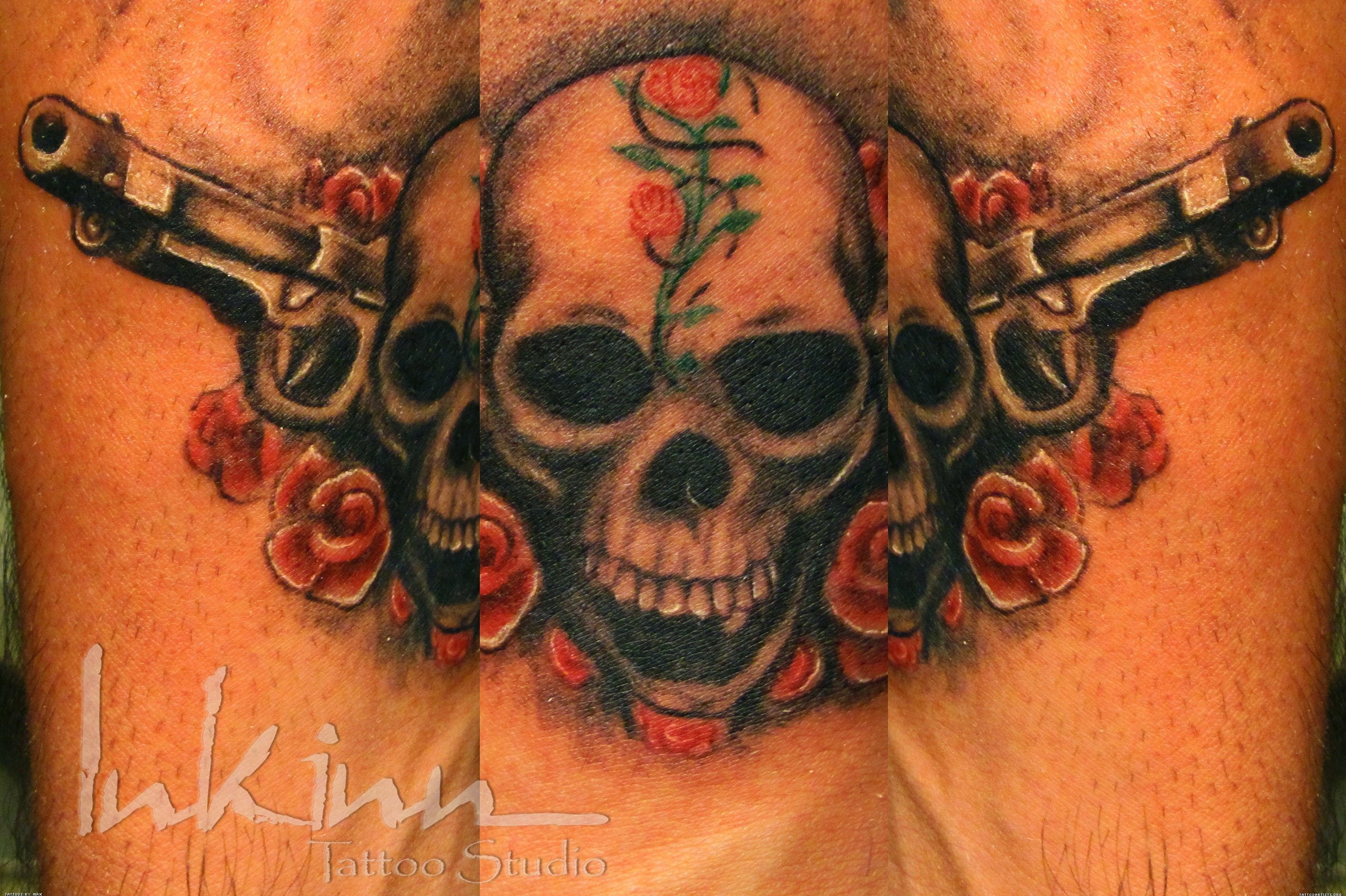 2K, dark, tattoo, hair, heavy, skull, rock, guns, roses, hard, metal, HD Wallpaper