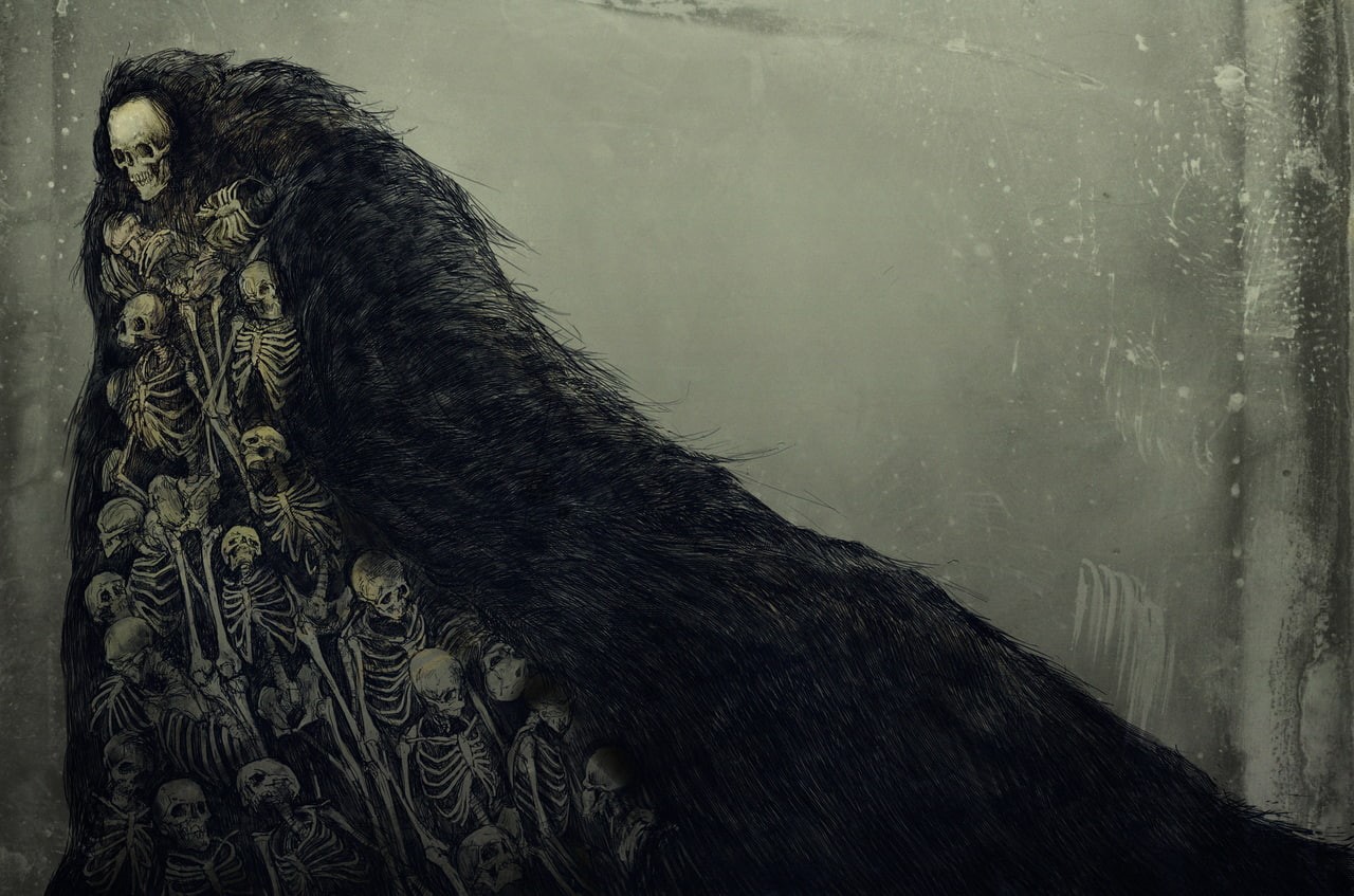 720P, ribs, video games, Dark Souls, fan art, skull, bones, Nito, skeleton, digital art, drawing, artwork, dark, HD Wallpaper