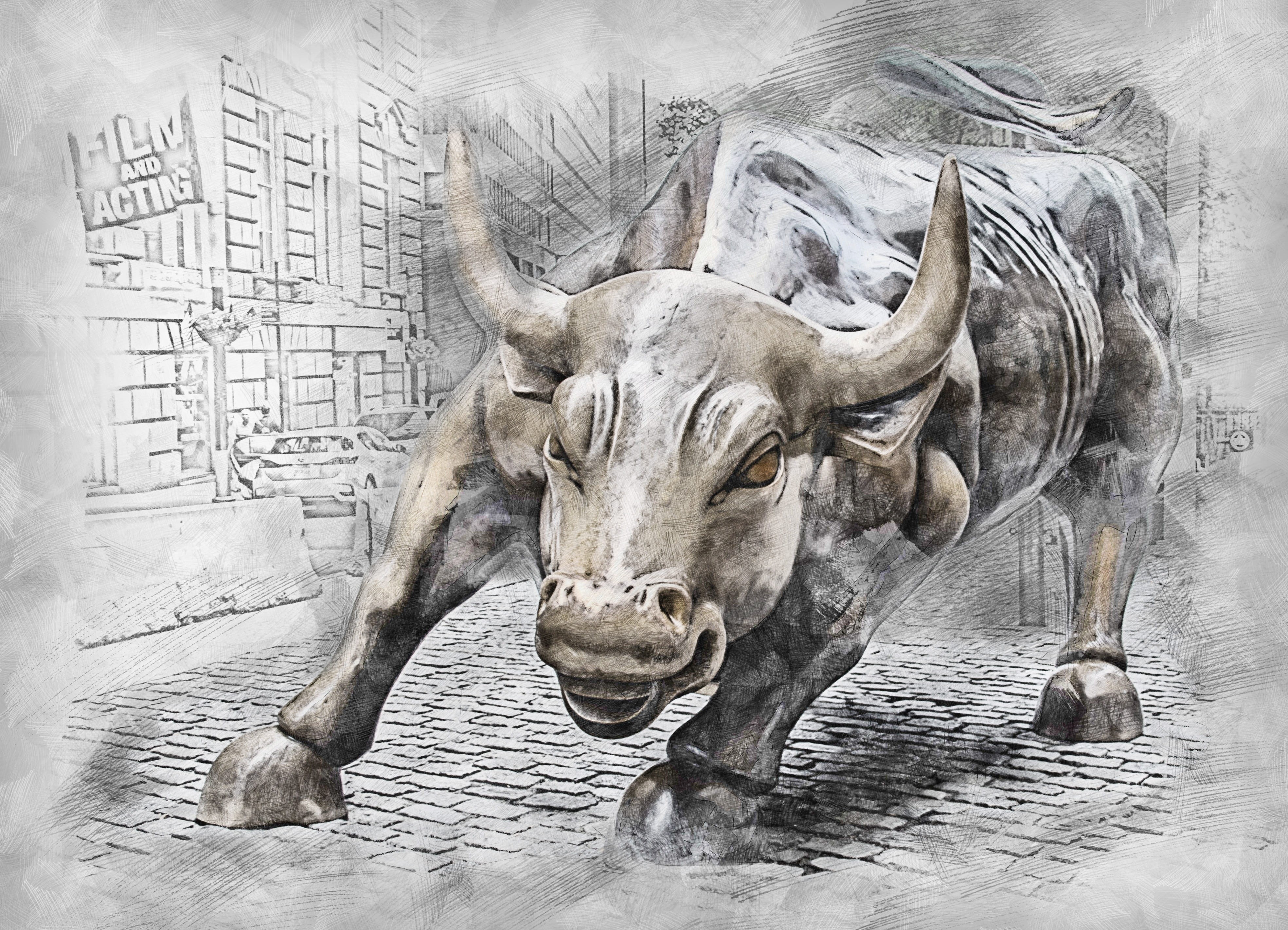 bull, 4K, animal body part, one animal, art and craft, treasure, photo art, symbol, animal, business, wealth, finance, horned, representation, bizarre, HD Wallpaper