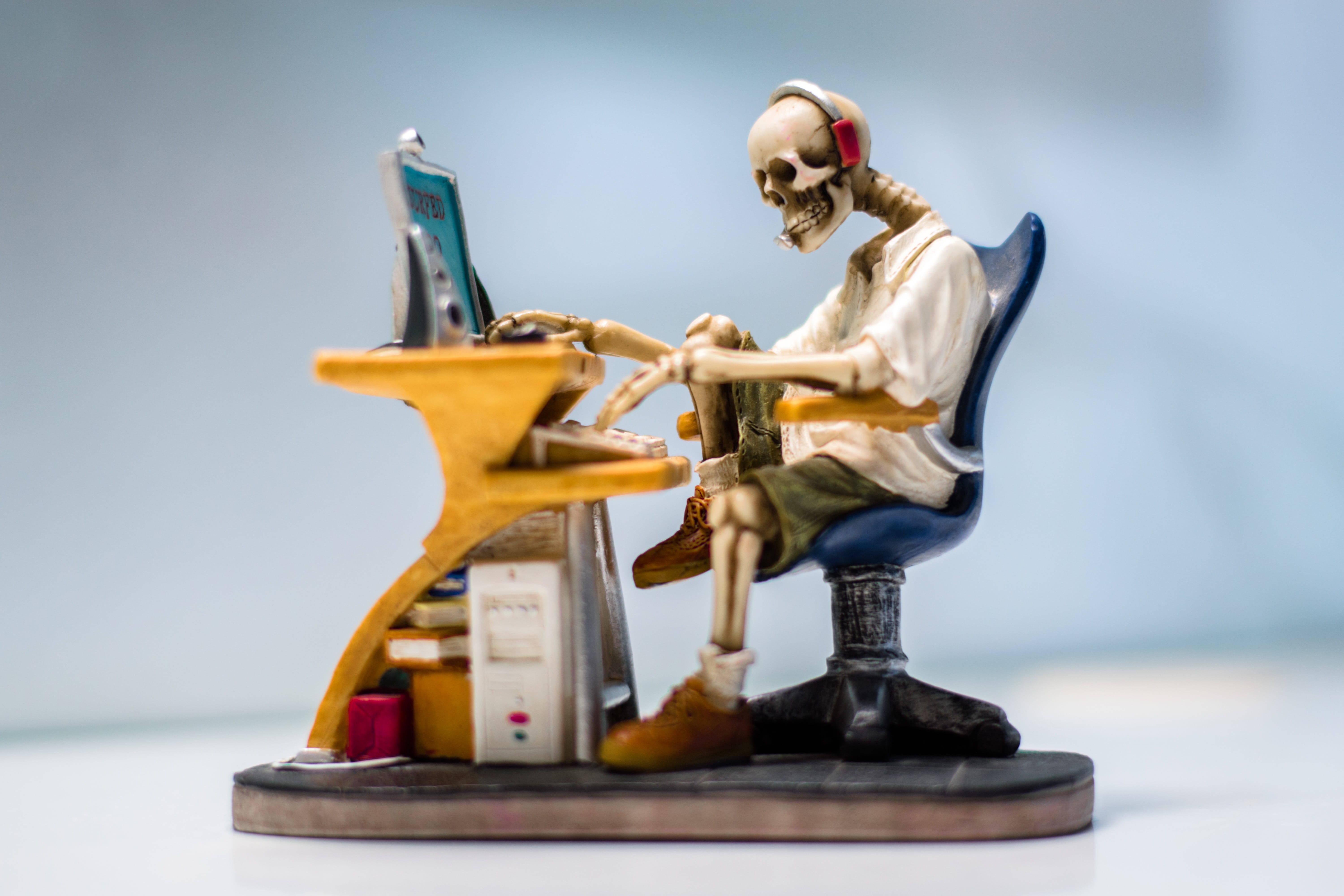 Web, toy, adults only, table, front, virus, one woman only, statue, artist, indoors, skeleton, representation, musical instrument, full length, Internet, HD Wallpaper