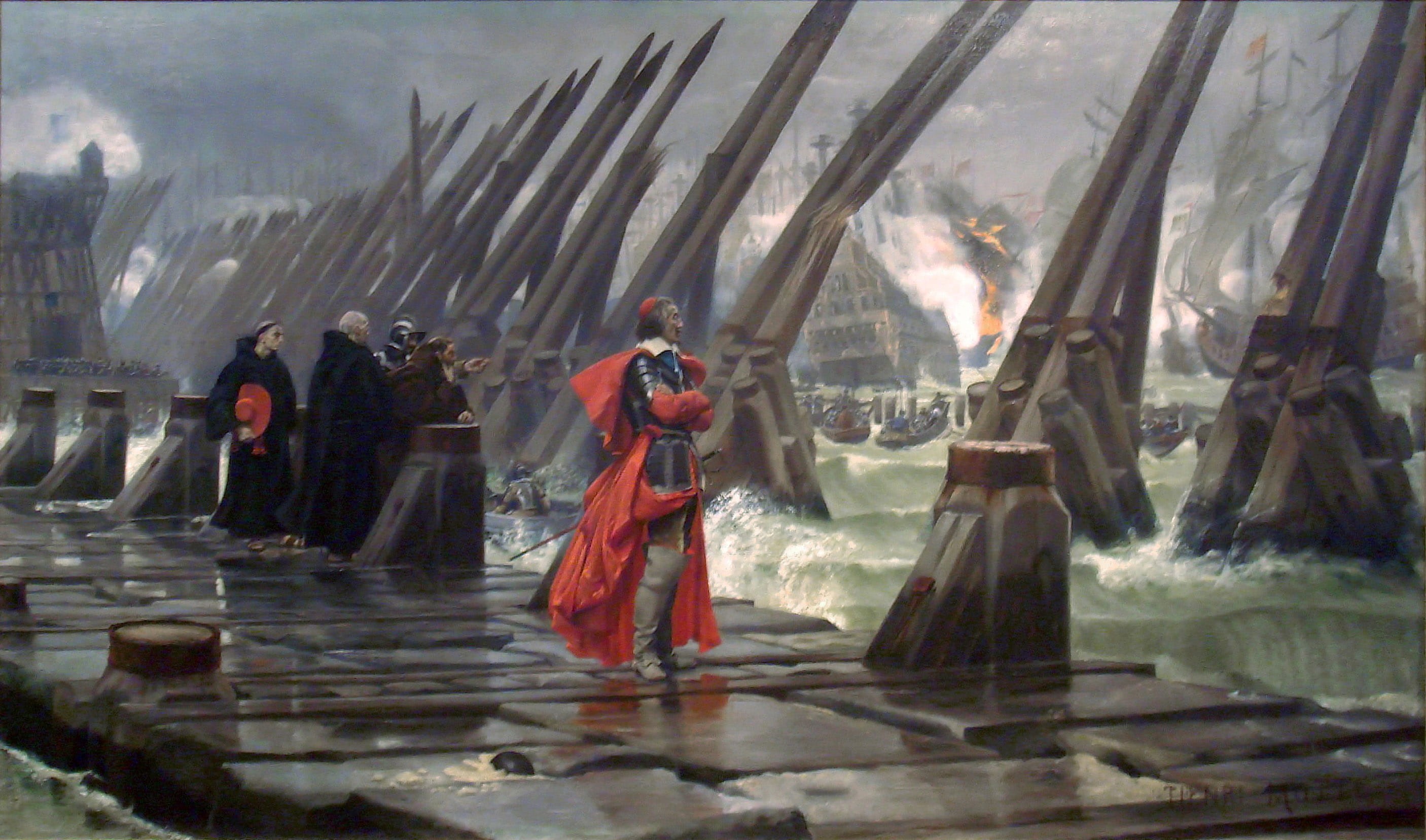 richelieu, art, cardinal, la rochelle, painting, traditional clothing, nature, sunlight, Siege of La Rochelle, religion, belief, architecture, France, La Rochelle, HD Wallpaper