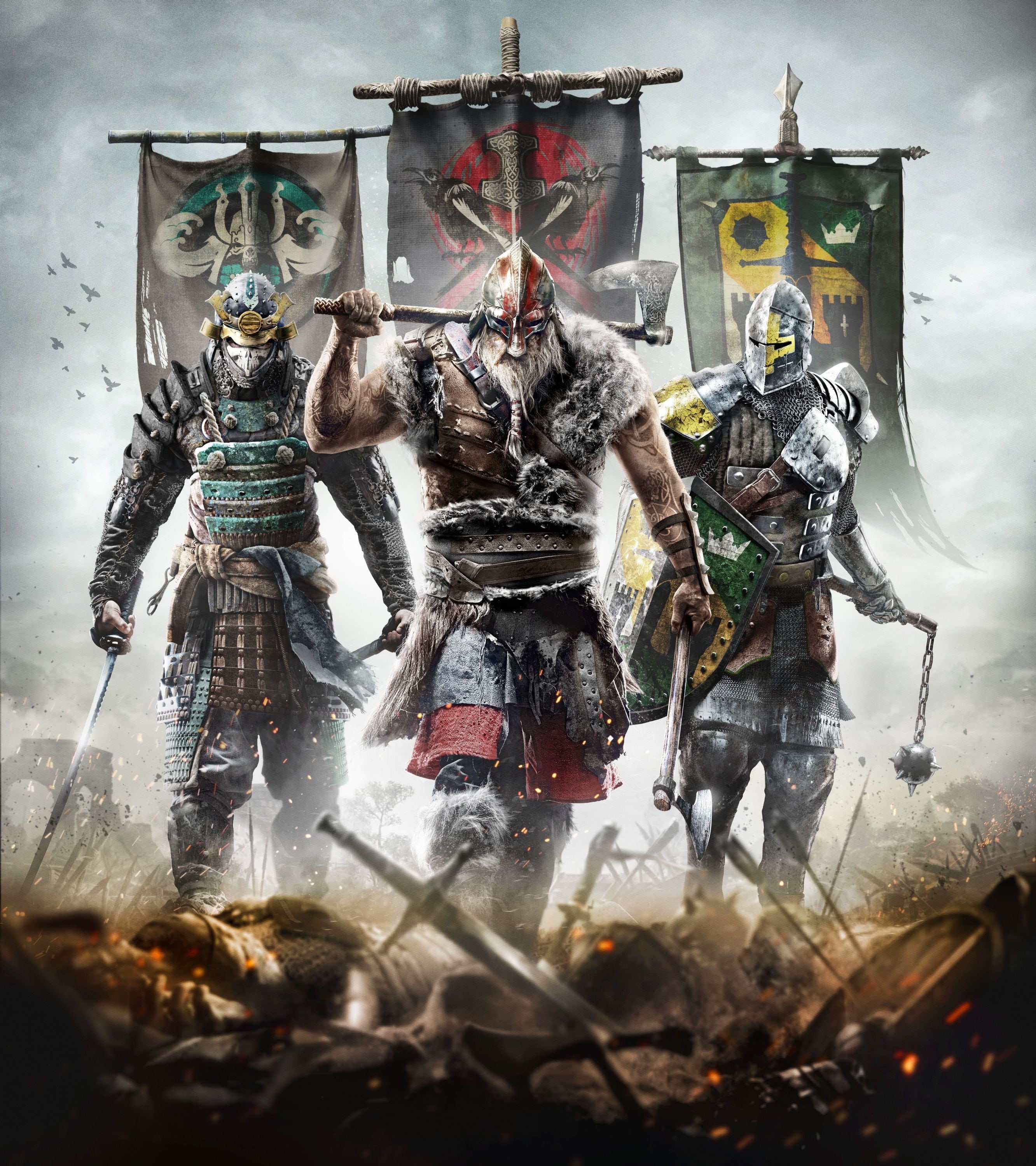 spirituality, nature, human representation, For Honor, digital, three, belief, 2K, smoke - physical structure, knights, craft, indoors, Ubisoft, sculpture, Phone HD Wallpaper