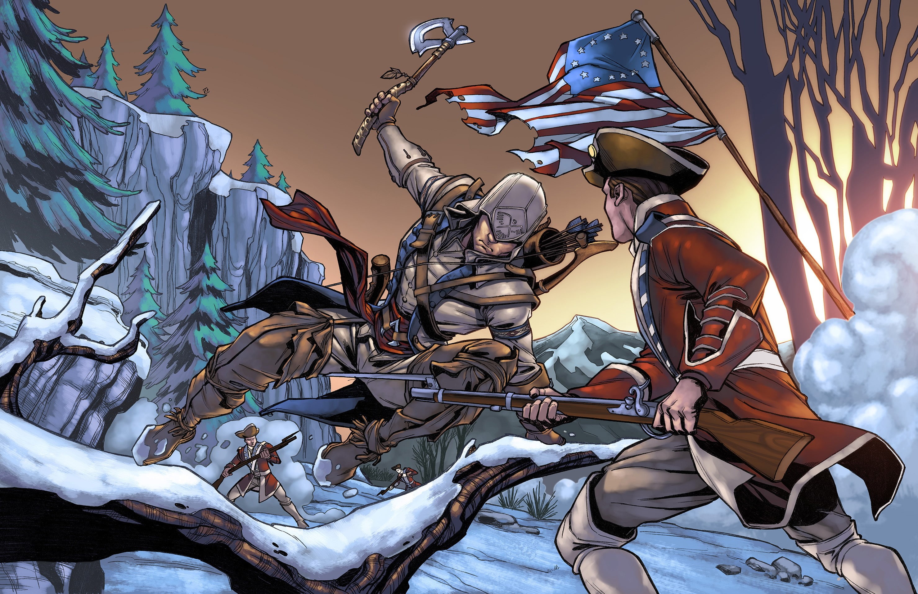 creed, 2K, assassin 039 s, games, art, warriors, battles, painting, usa, HD Wallpaper
