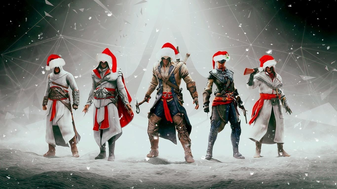 Altaïr Ibn-LaAhad, medium group of people, dancing, young adult, group of people, costume, 720P, Ezio Auditore da Firenze, full length, emotion, indoors, HD Wallpaper