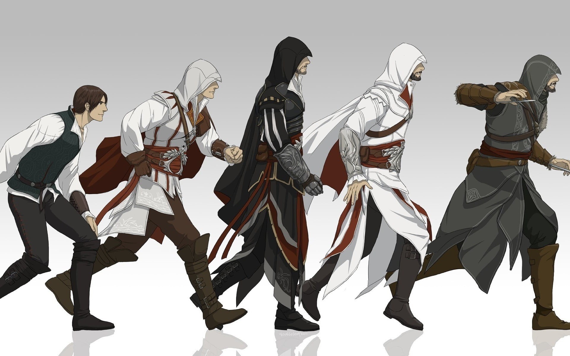 men, young men, 1080P, music, video games, weapon, studio shot, indoors, creed, arts culture and entertainment, traditional clothing, group of people, HD Wallpaper