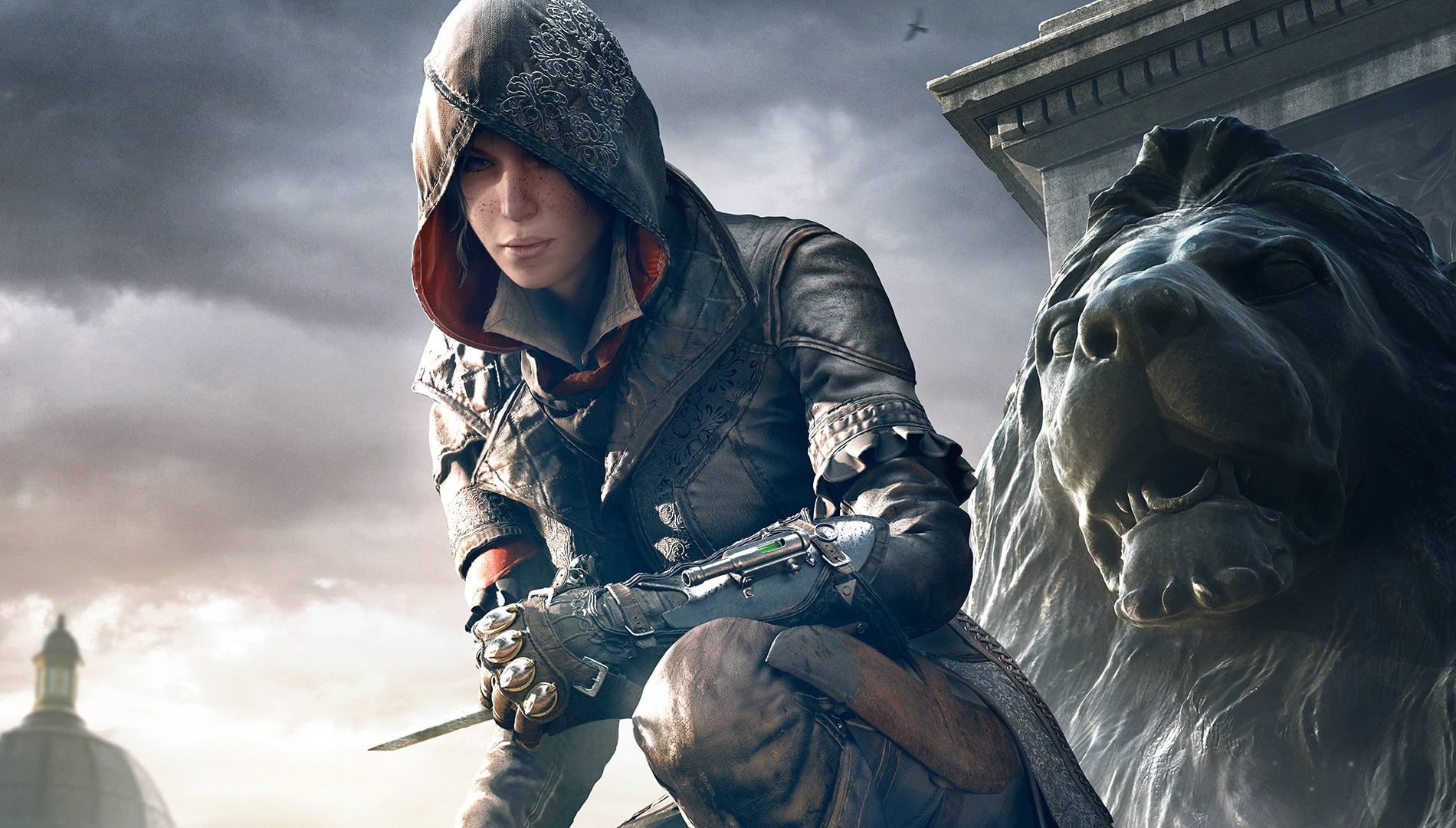 front view, cloud - sky, architecture, Assassins Creed Syndicate, hoods, leisure activity, mammal, freckles, sky, adult, video games, day, nature, women, HD Wallpaper