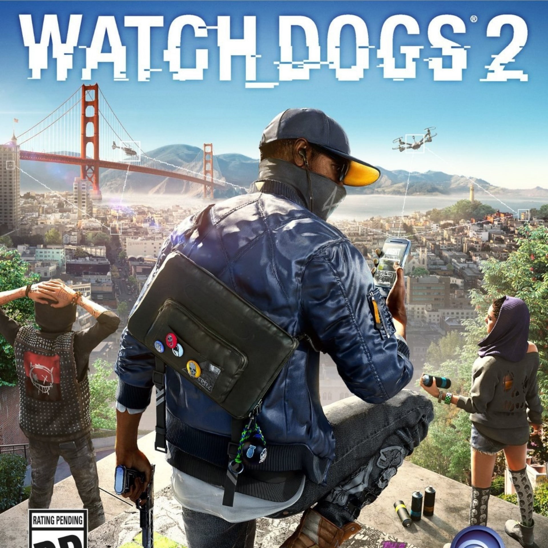 people, Game, Watch Dogs 2, headwear, sunlight, Marcus Holloway, outdoors, mountain, San Francisco, clothing, government, city, communication, Phone HD Wallpaper