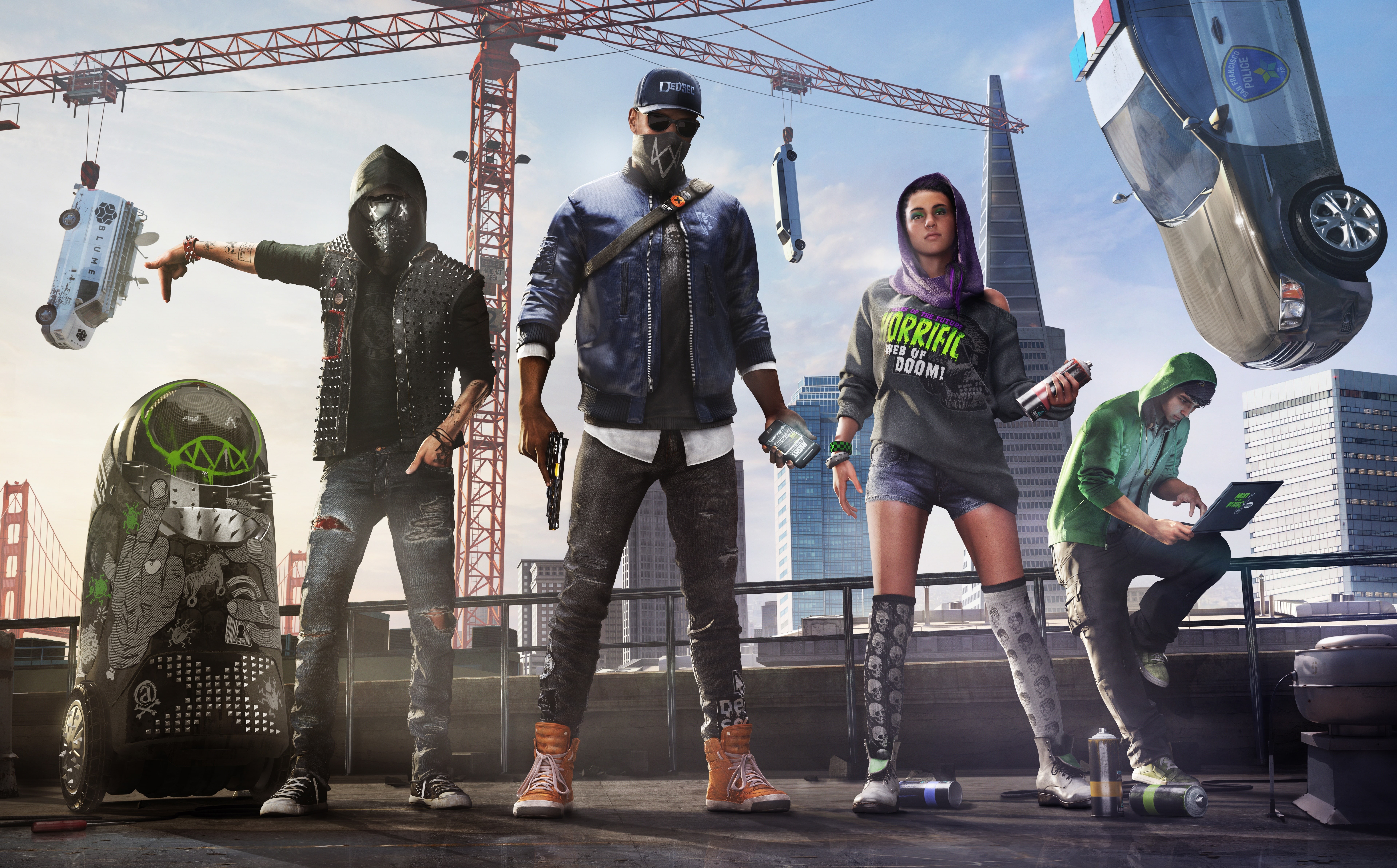 young men, standing, women, occupation, WATCH_DOGS, marcus, outdoors, built structure, group, wrench, watch, dogs, group of people, watch dogs 2 wrench, HD Wallpaper