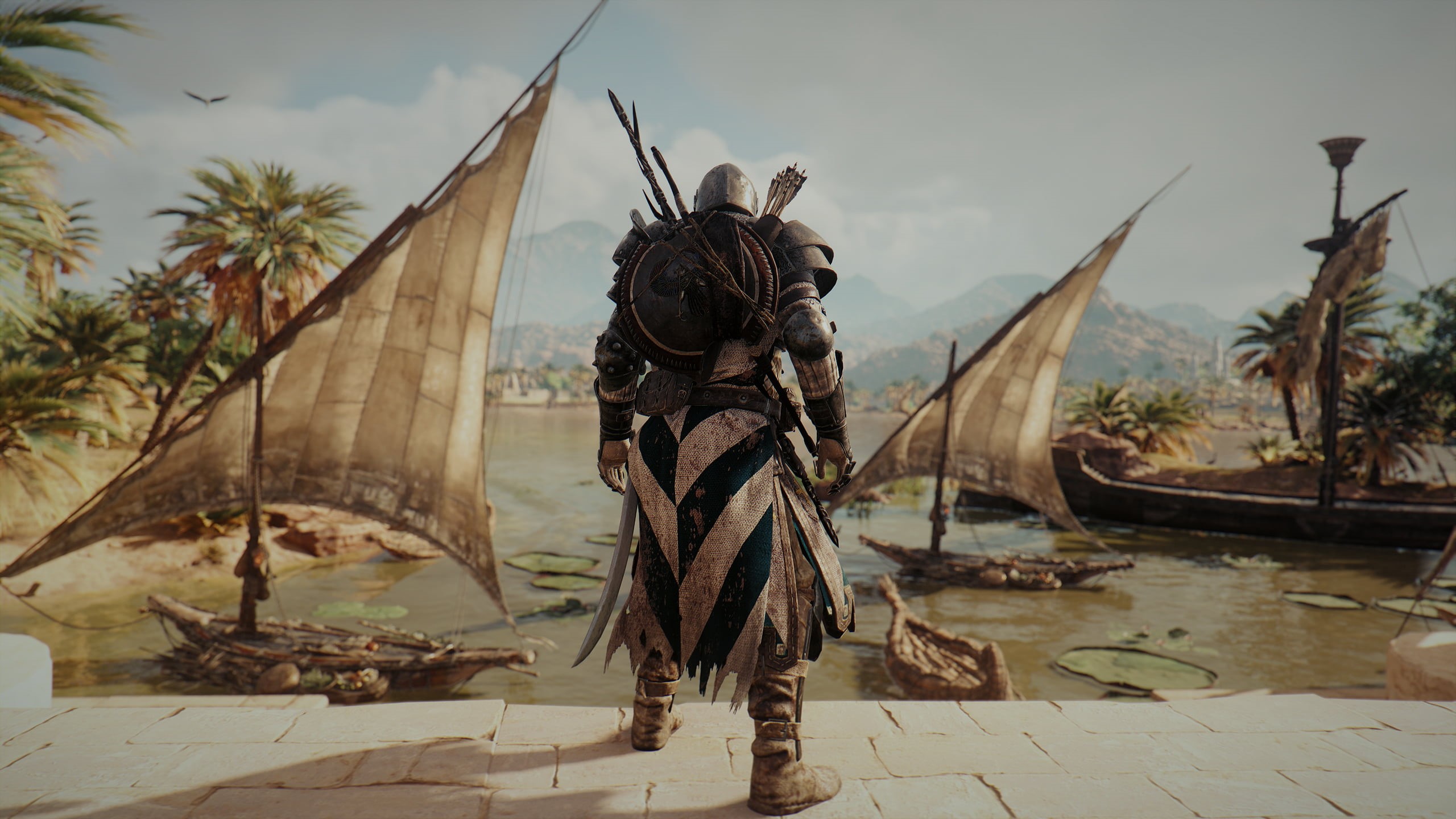 nature, religion, the past, sculpture, water, Bayek, day, male likeness, Ubisoft, no people, representation, Assassins Creed, creativity, art and craft, HD Wallpaper