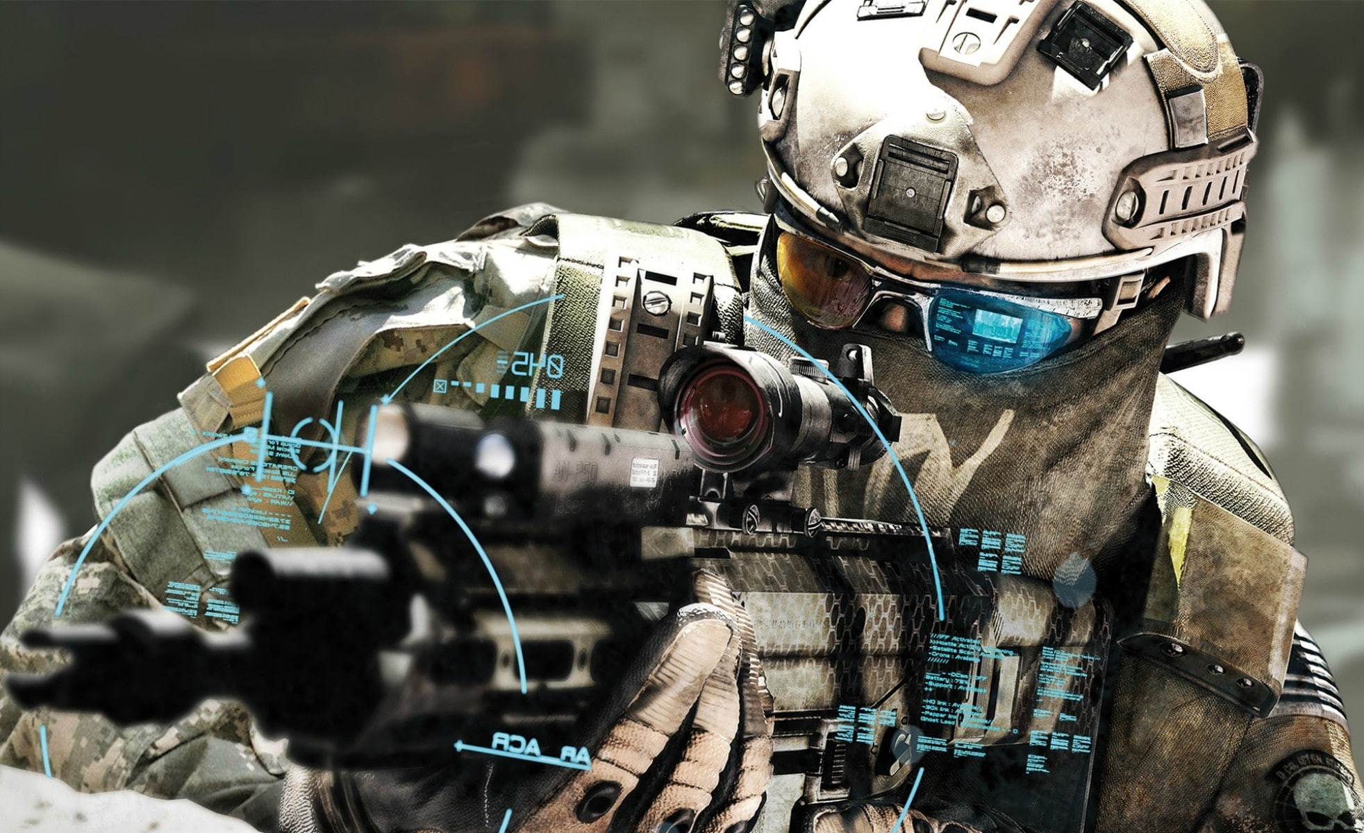 human representation, selective focus, headwear, indoors, protection, security, 1080P, technology, Tom Clancys Ghost Recon: Future Soldier, metal, still life, HD Wallpaper
