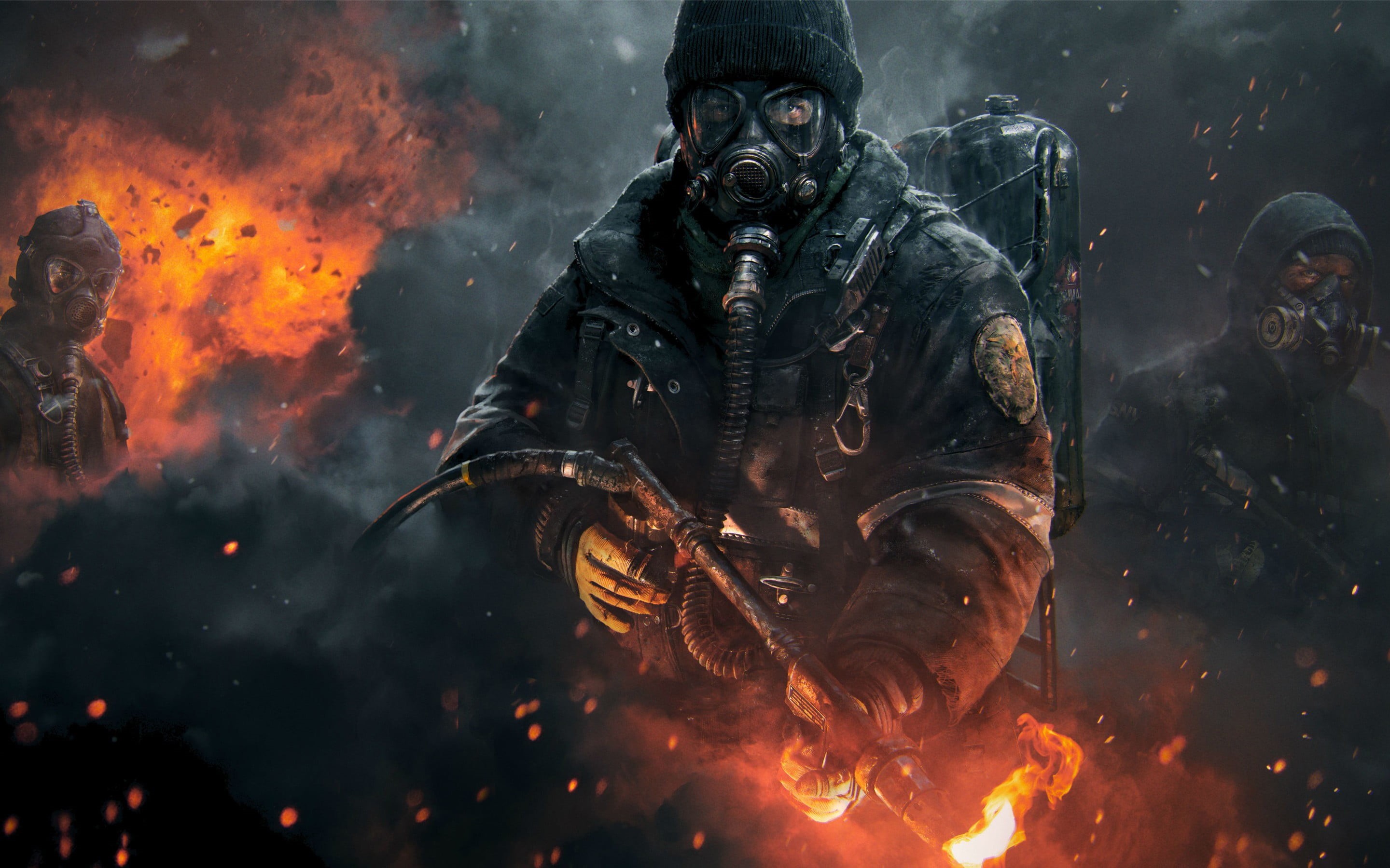 gas, man, The Cleaners, heat - temperature, fire - natural phenomenon, accidents and disasters, disguise, people, 2K, burning, fire, two people, nature, HD Wallpaper