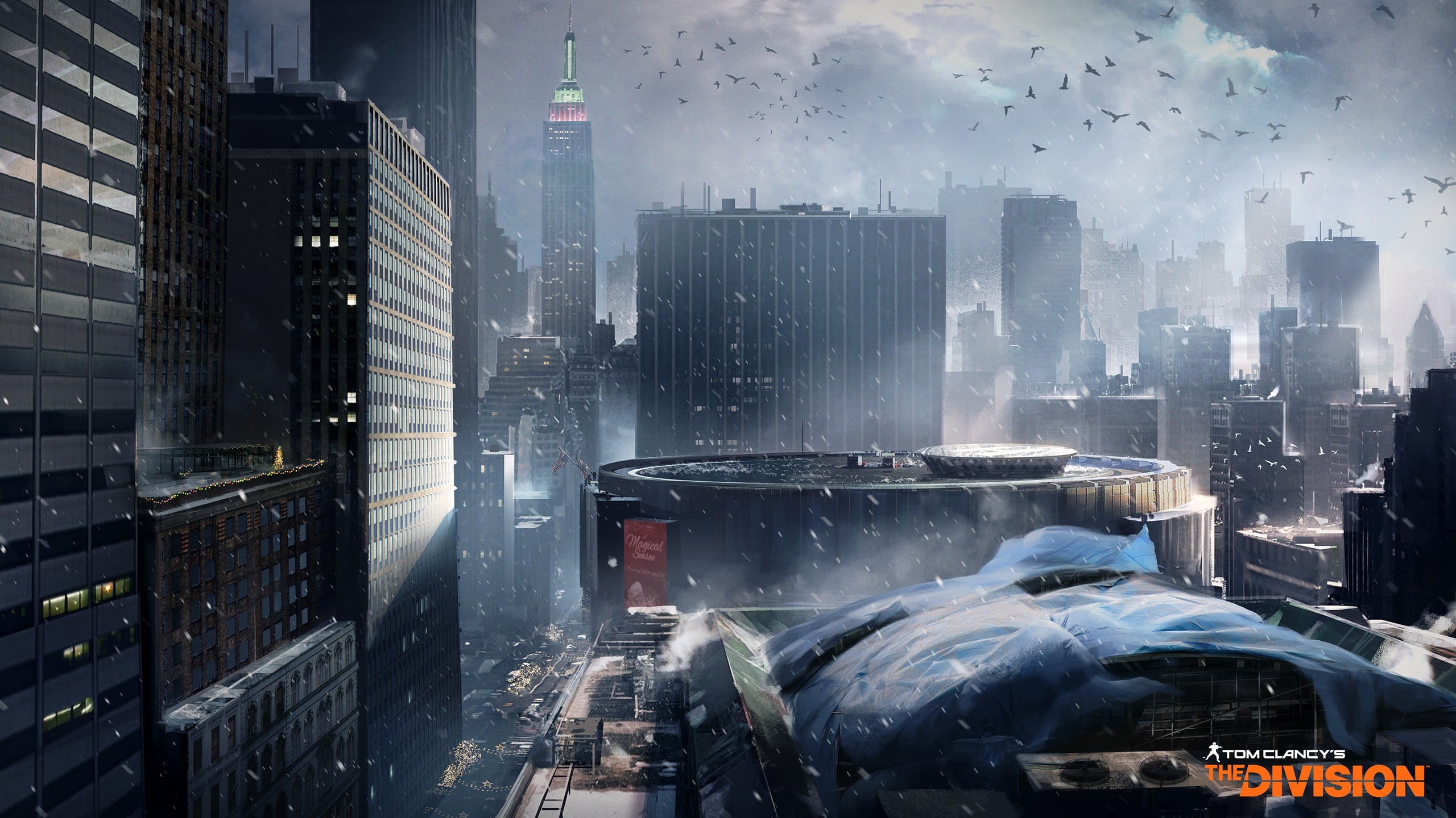 transportation, tall - high, rain, office building exterior, nature, screenshot, mode of transportation, Tom Clancys The Division, cityscape, computer game, HD Wallpaper