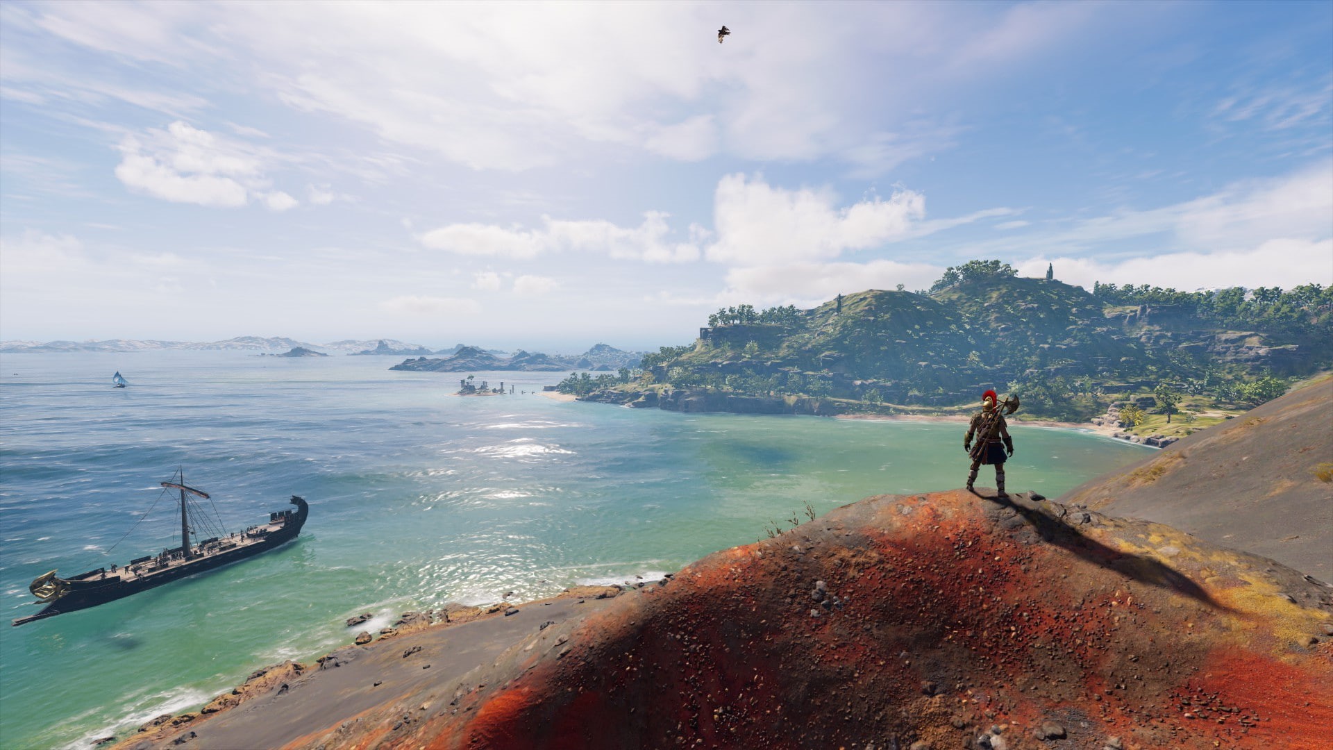 Spartans, ship, sea, Alexios, Assassins Creed, 1080P, Assassins Creed Odyssey, video games, screen shot, Greece, HD Wallpaper