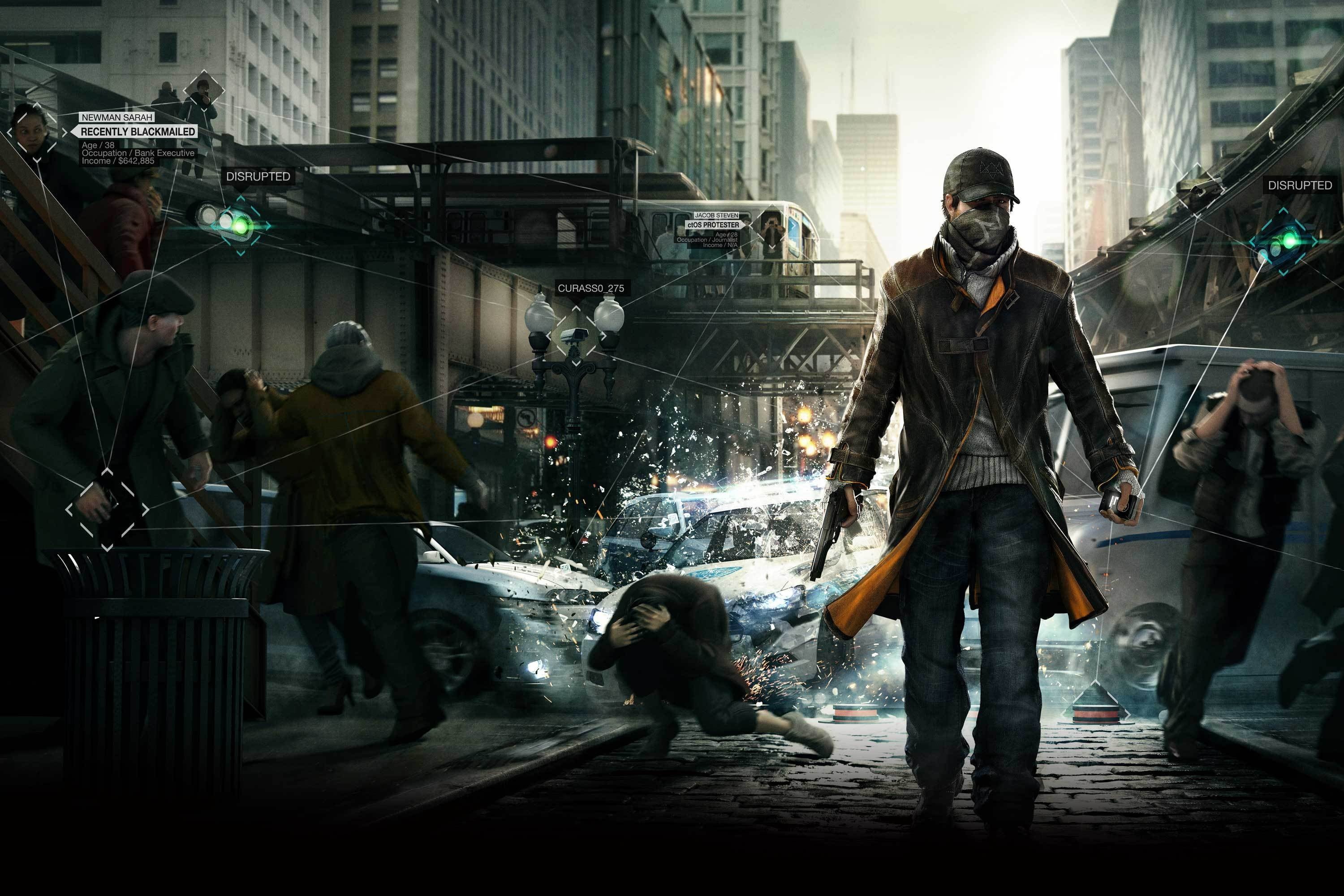 Ubisoft Montreal, adult, game, Aiden Pearce, horror, violence, women, 2K, illustration, spooky, urban Scene, city, architecture, real people, one animal, HD Wallpaper