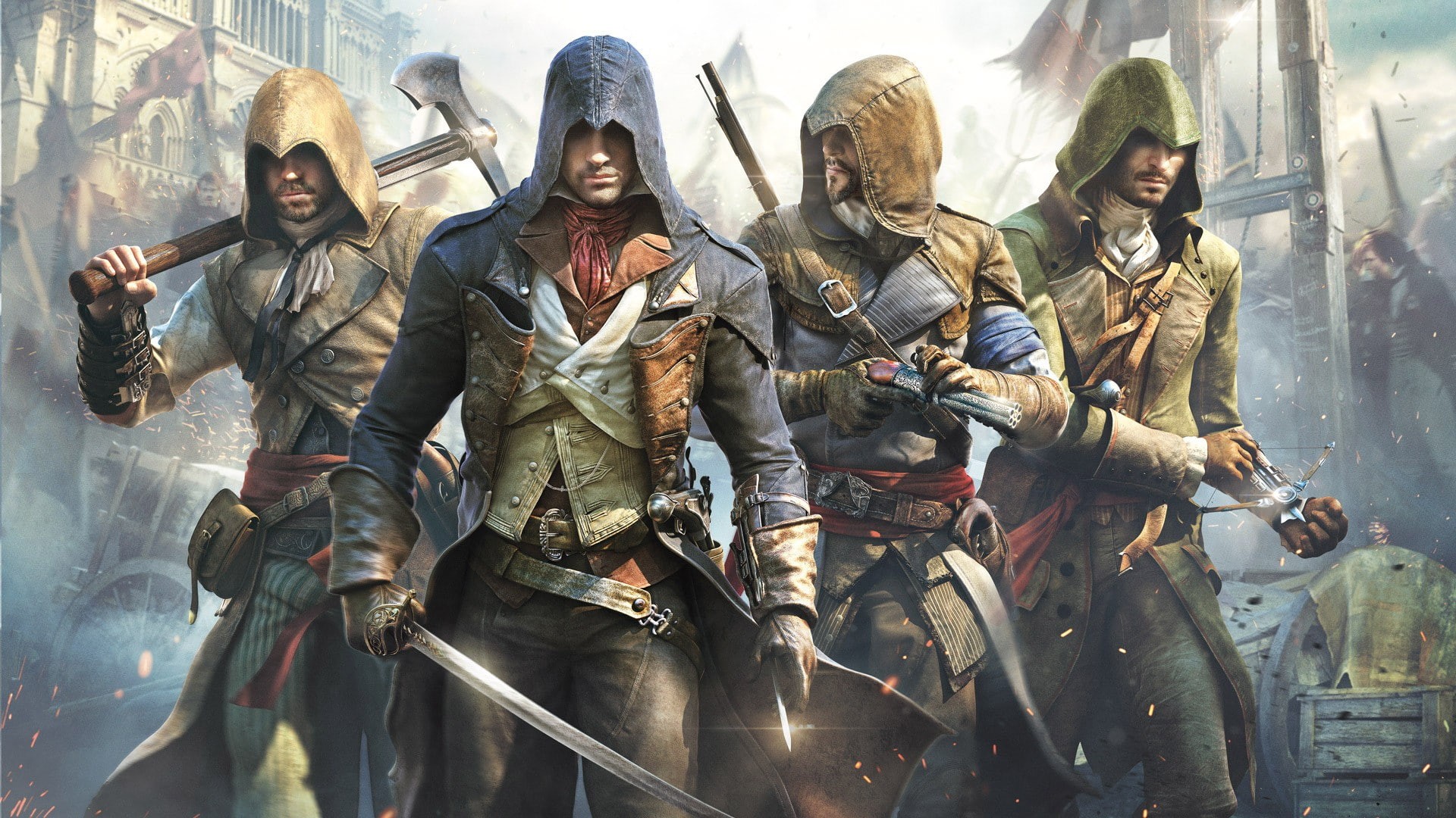 sword, creed, s, 1080P, video games, hood, assassin, hd, unity, HD Wallpaper