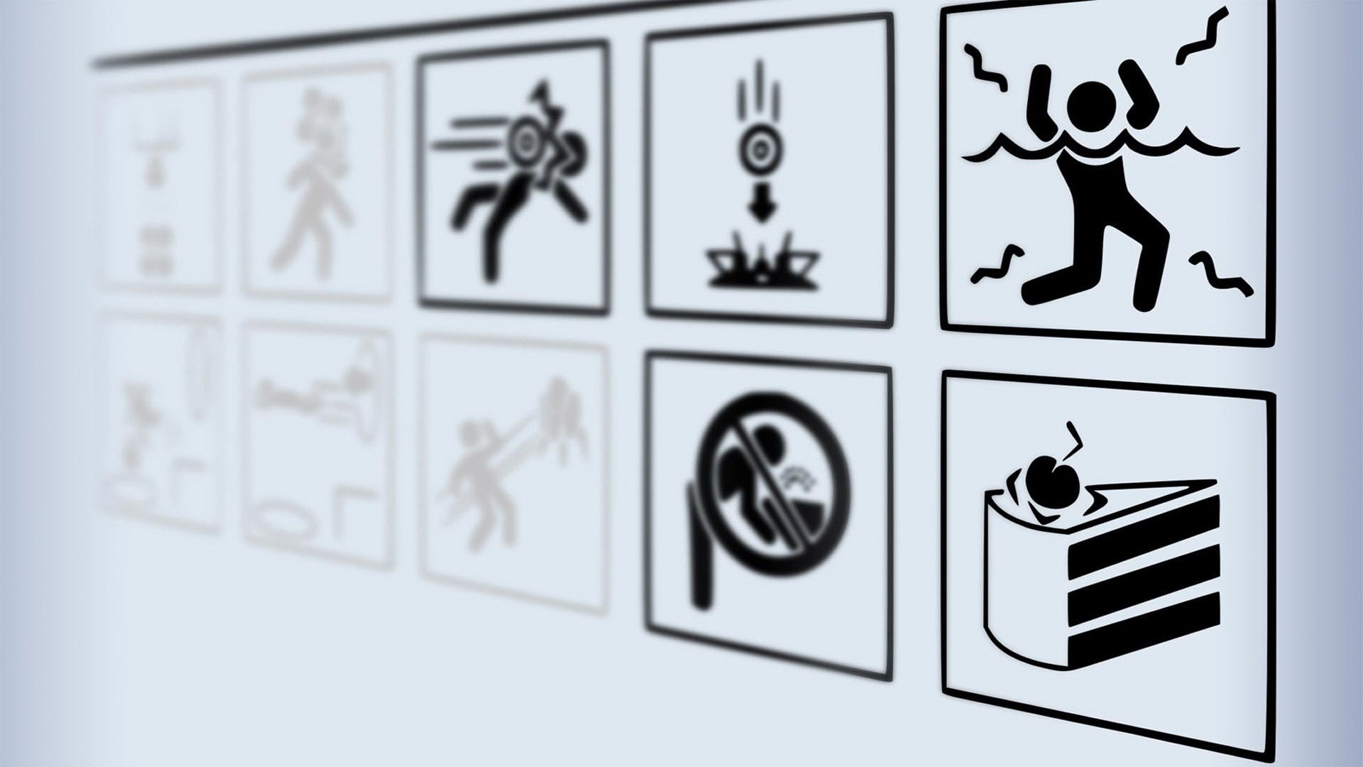Portal 2, warning signs, video games, Portal (game), 1080P, HD Wallpaper